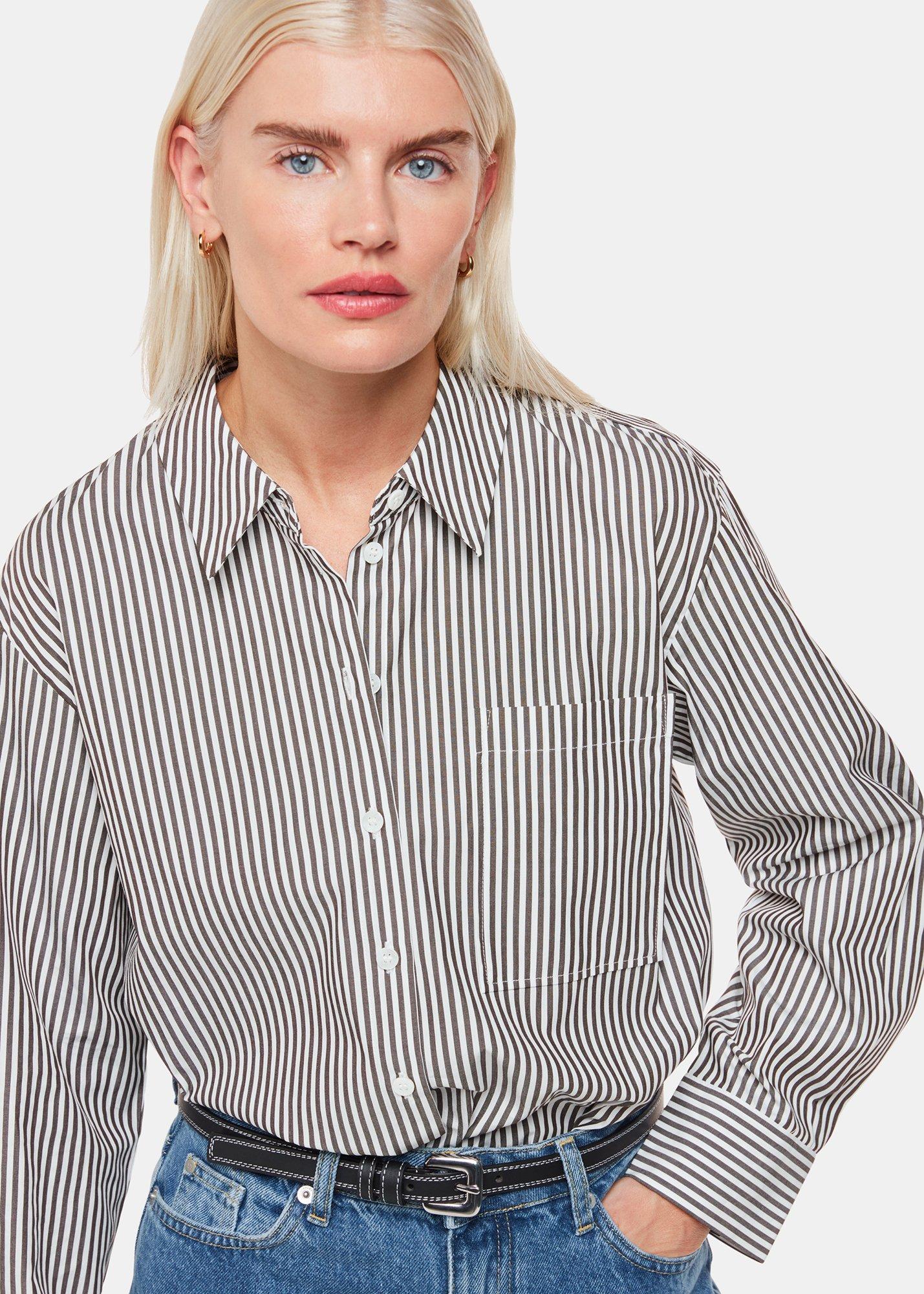 Black Petite Stripe Relaxed Fit Shirt