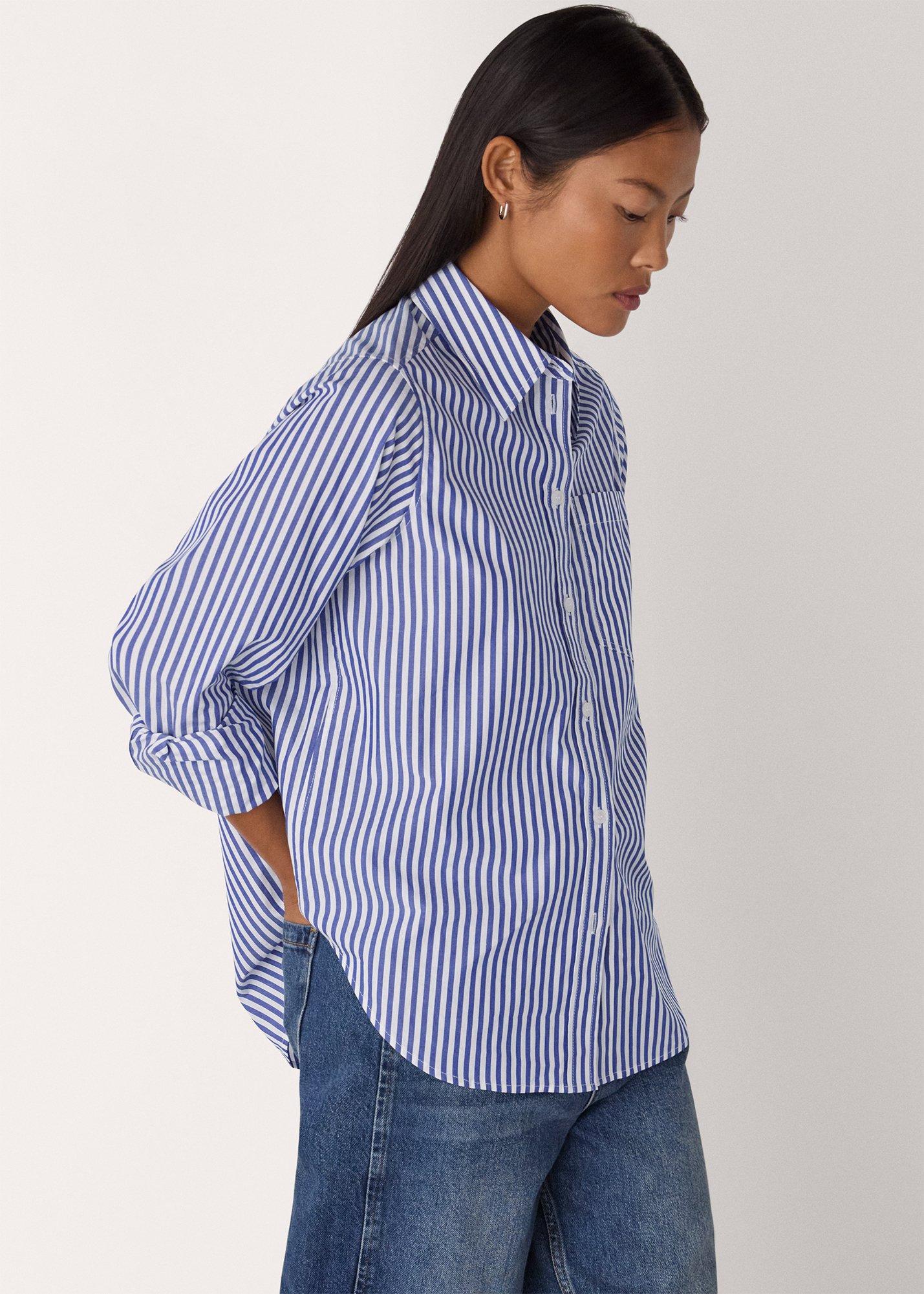 Blue Relaxed Fit Stripe Shirt