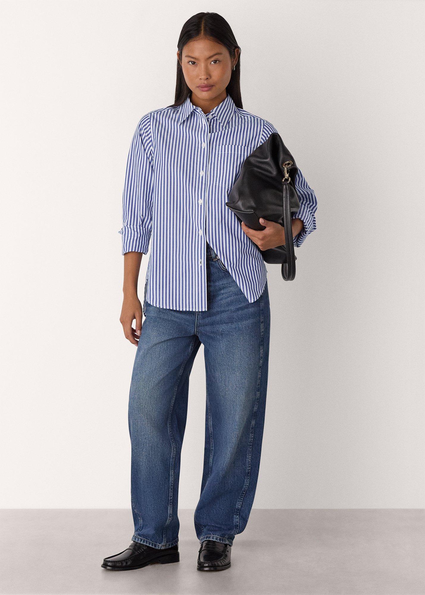 Blue Relaxed Fit Stripe Shirt