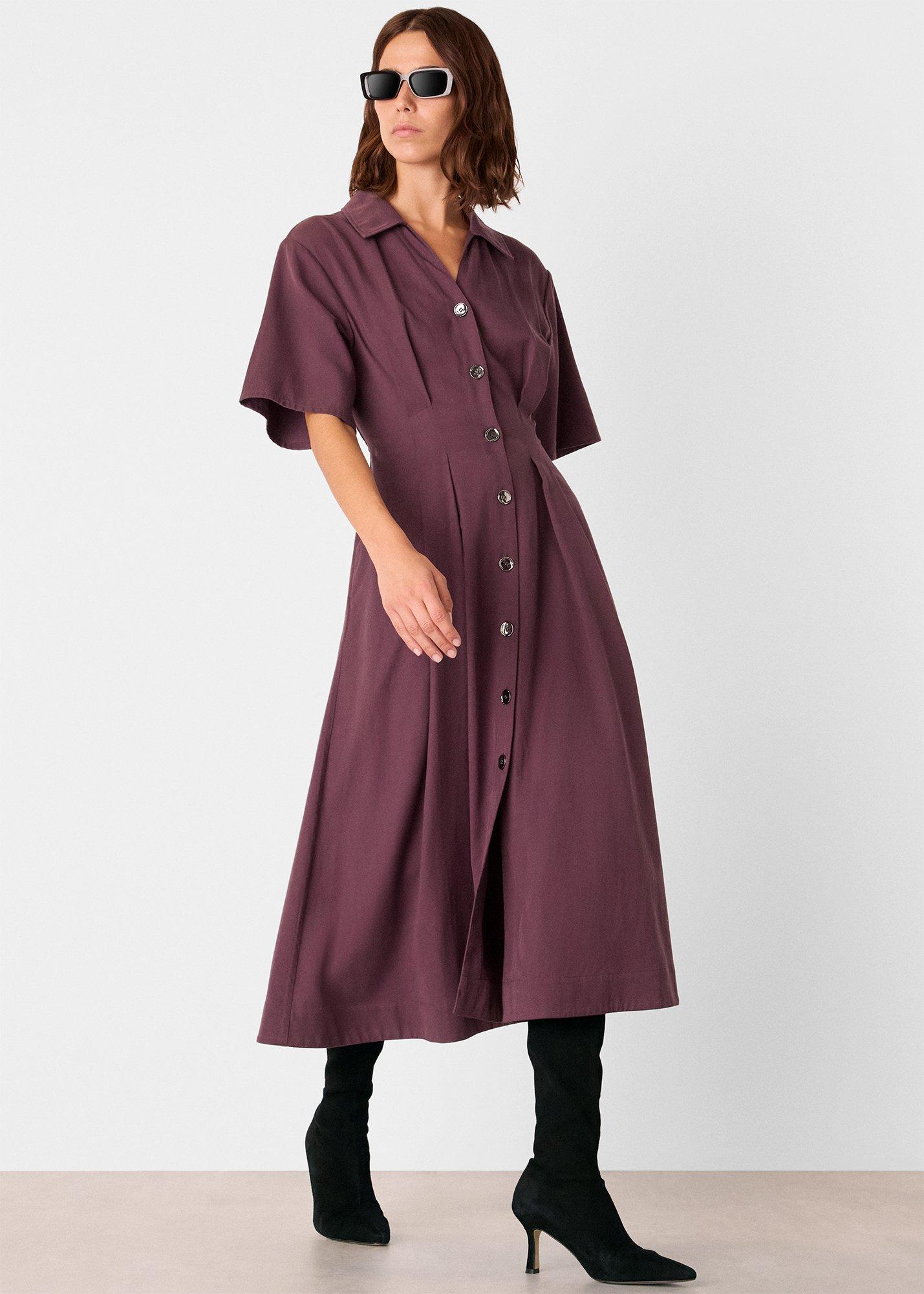 Plum Renee Button Shirt Dress