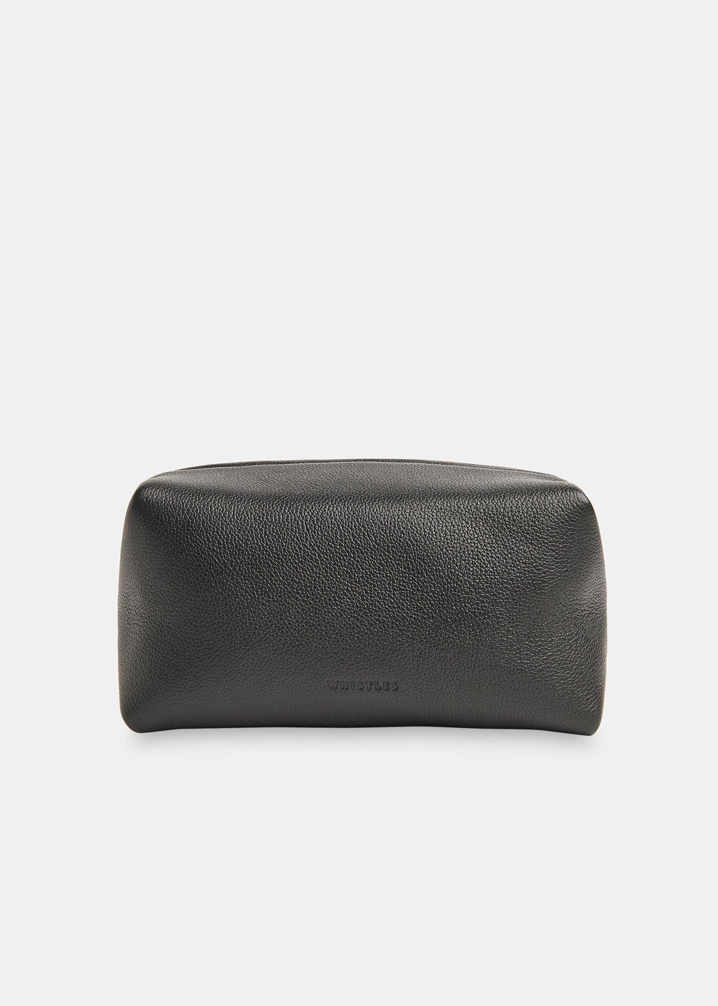 Black Ria Leather Zip Pouch