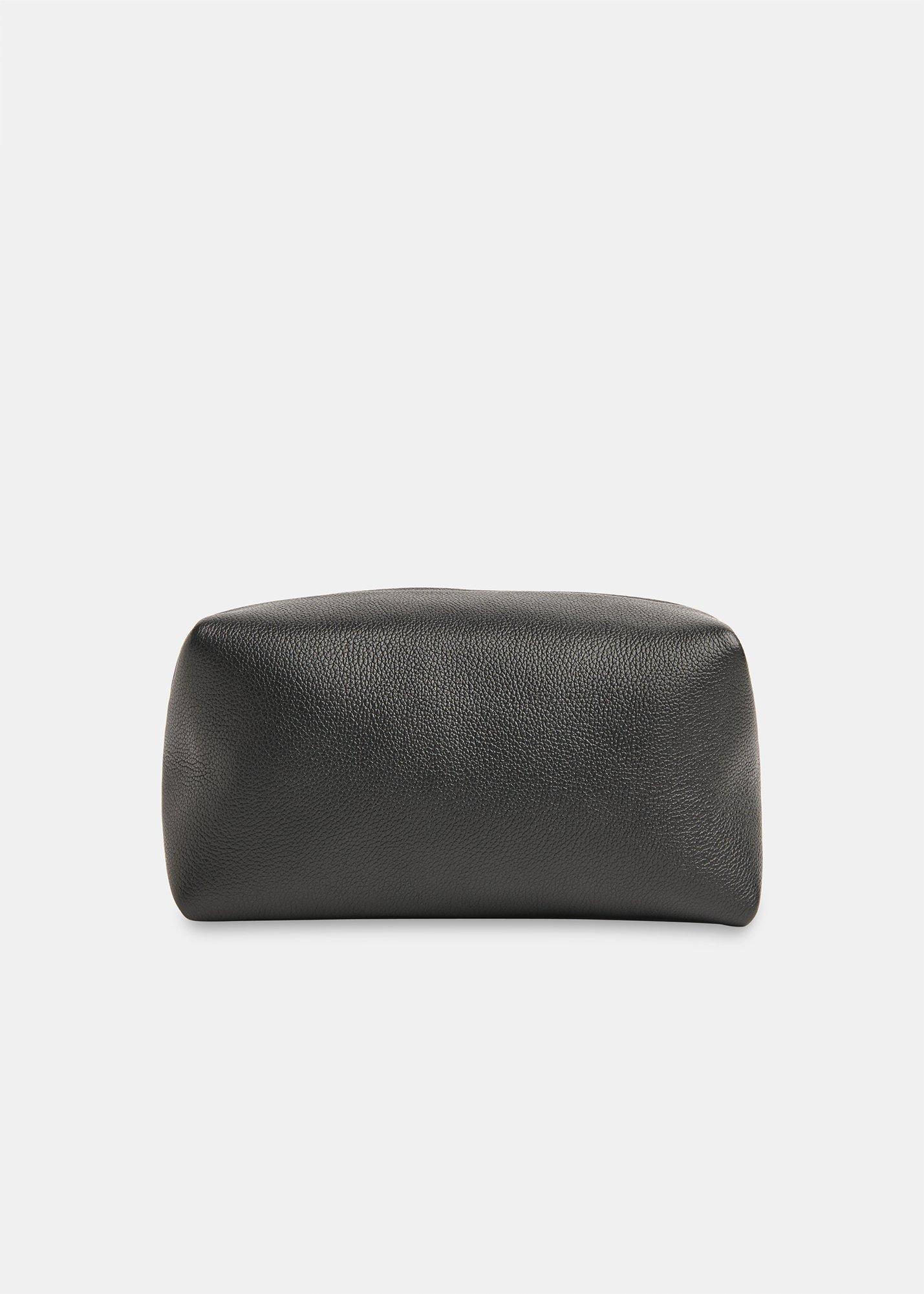 Black Ria Leather Zip Pouch