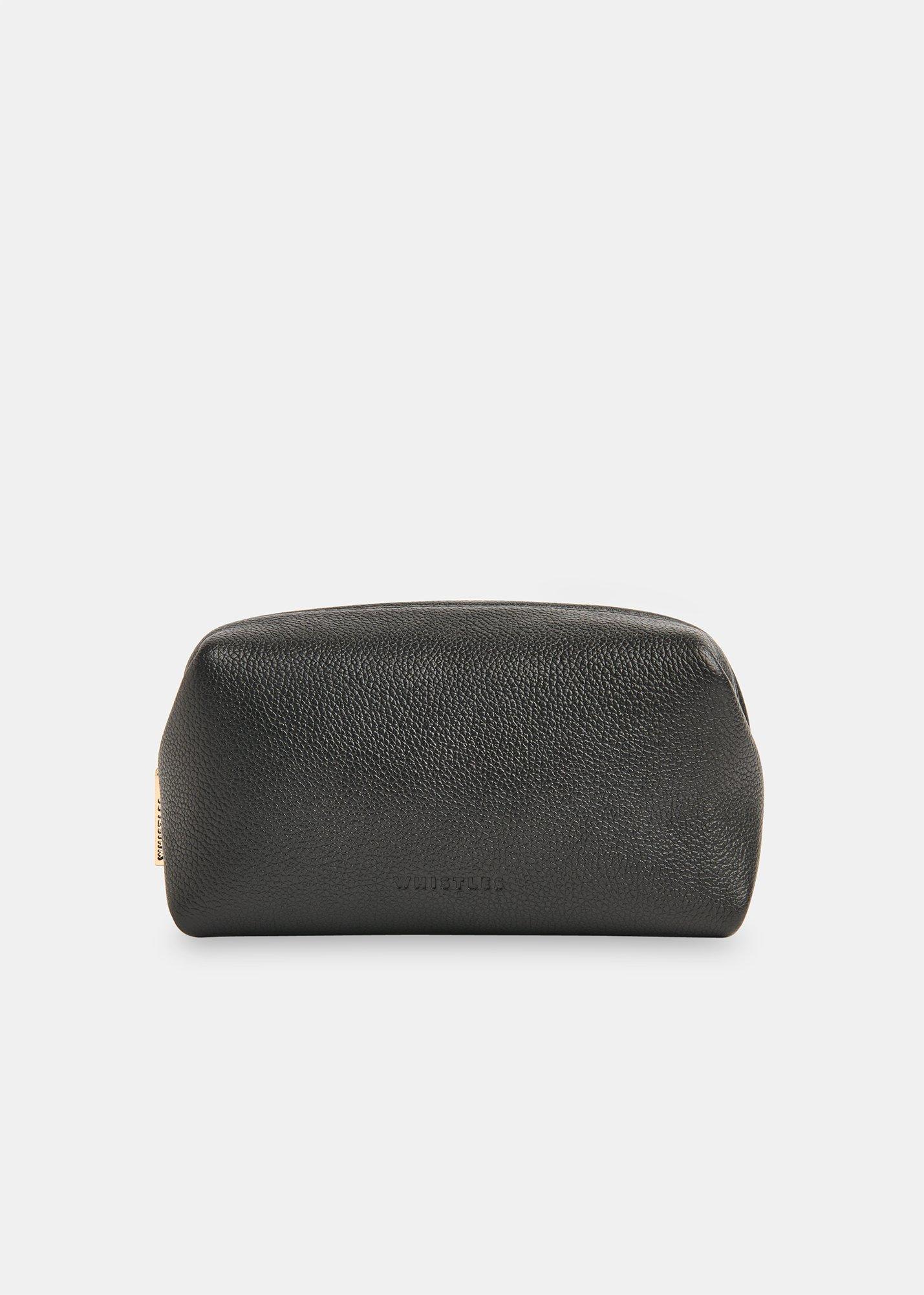 Black Ria Mini Leather Zip Pouch