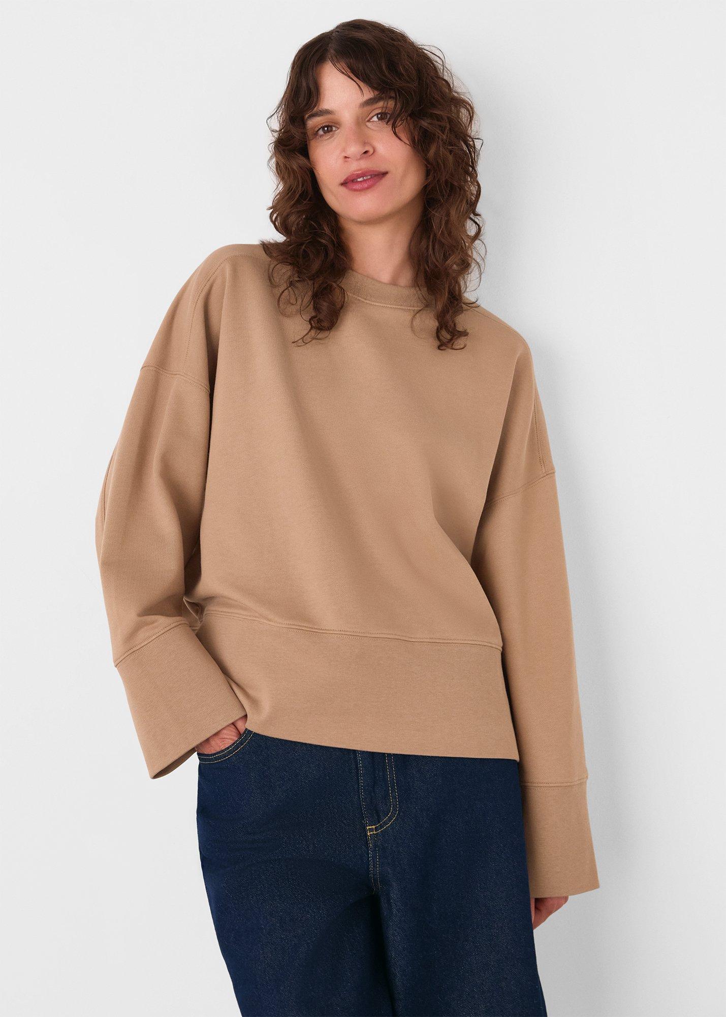 Camel Rib Cuff Detail Jersey Sweat