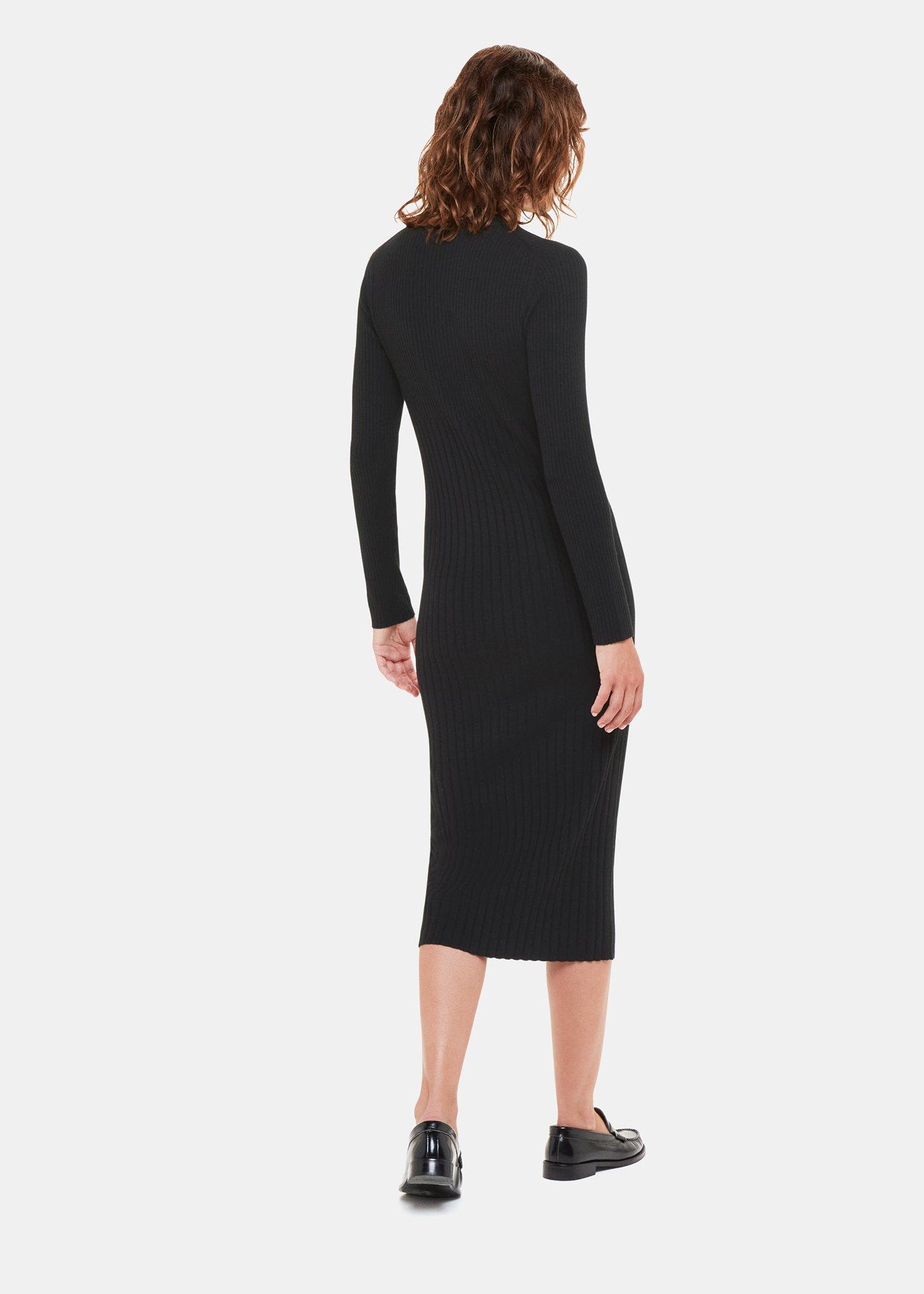 Black Ribbed Knitted Midi Dress
