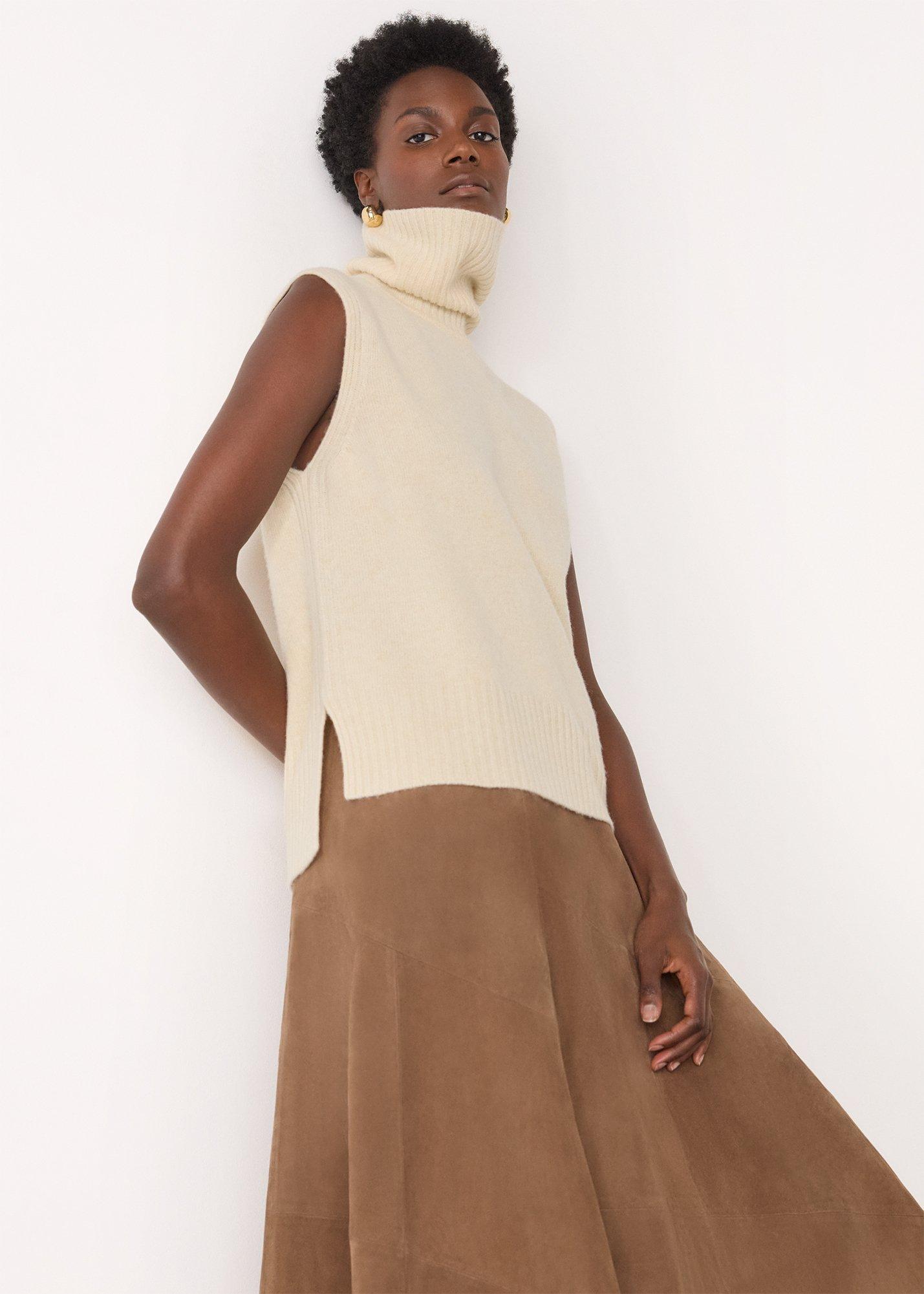 Ivory Roll Neck Detail Tank