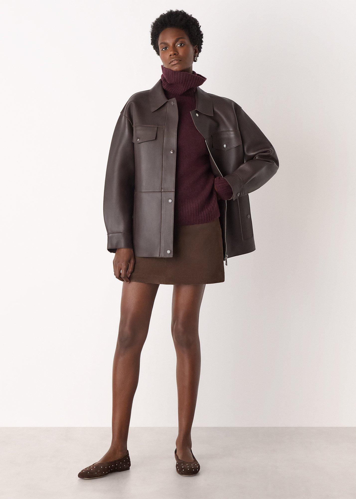 Burgundy Roll Neck Wool Mix Jumper