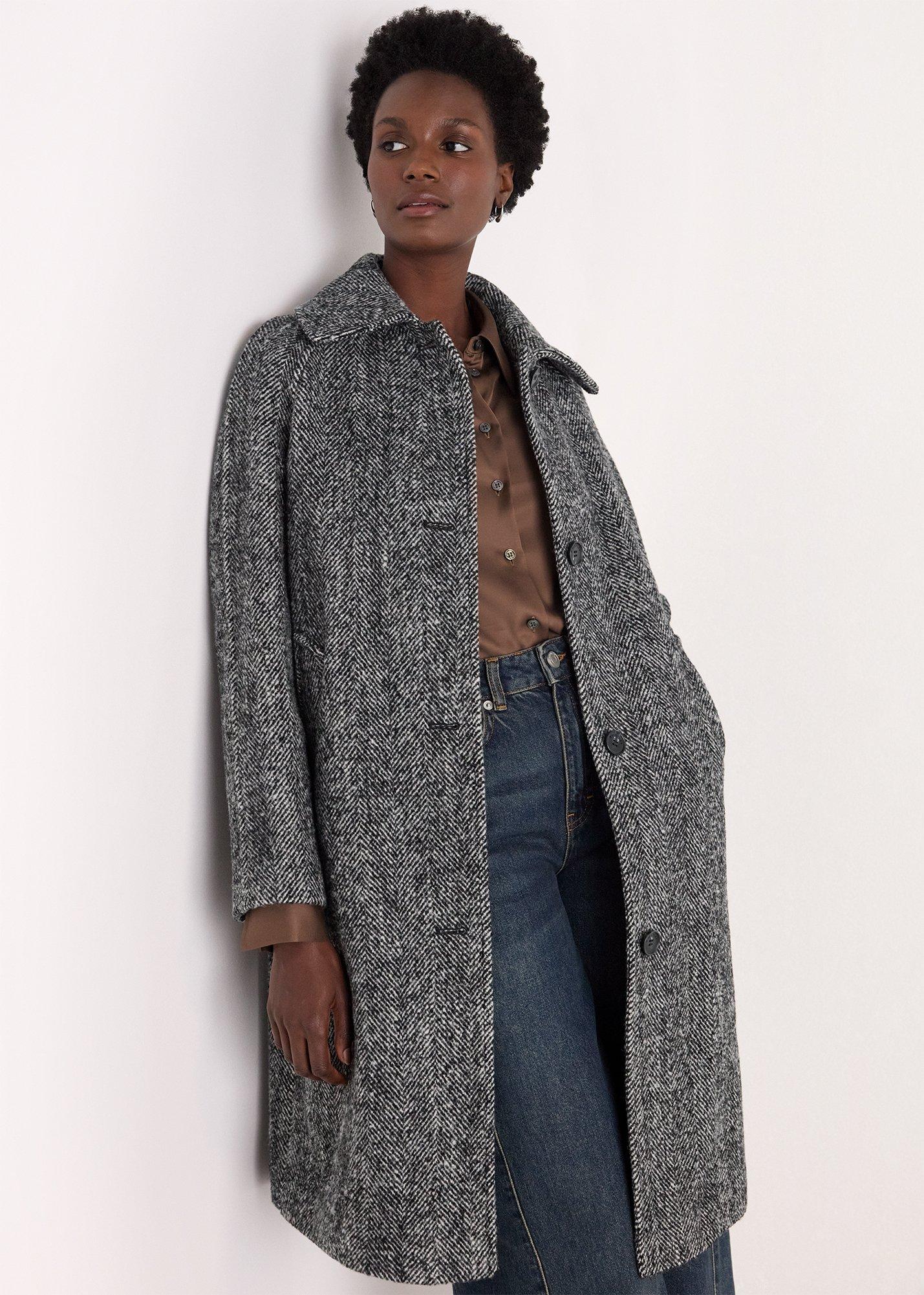 Multicolour Romy Herringbone Boucle Coat