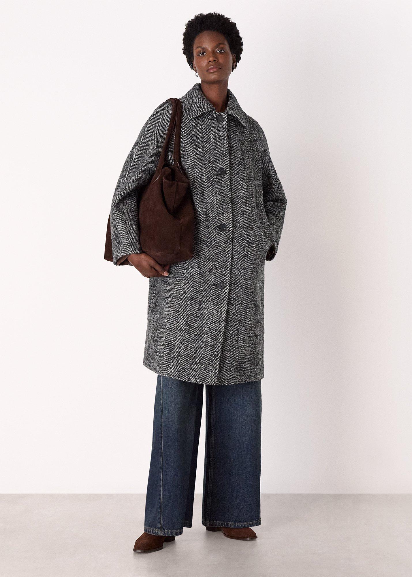 Multicolour Romy Herringbone Boucle Coat