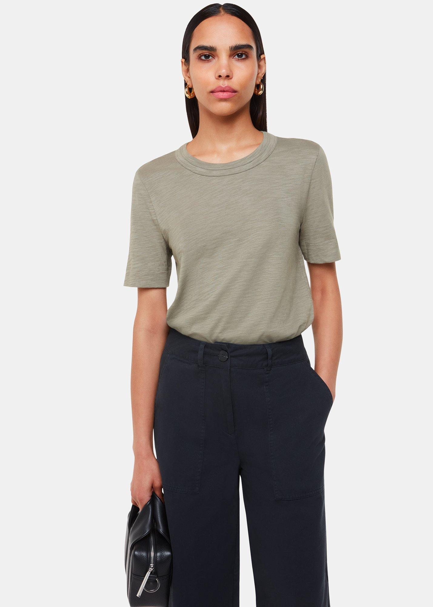Sage Green Rosa Double Trim T-Shirt
