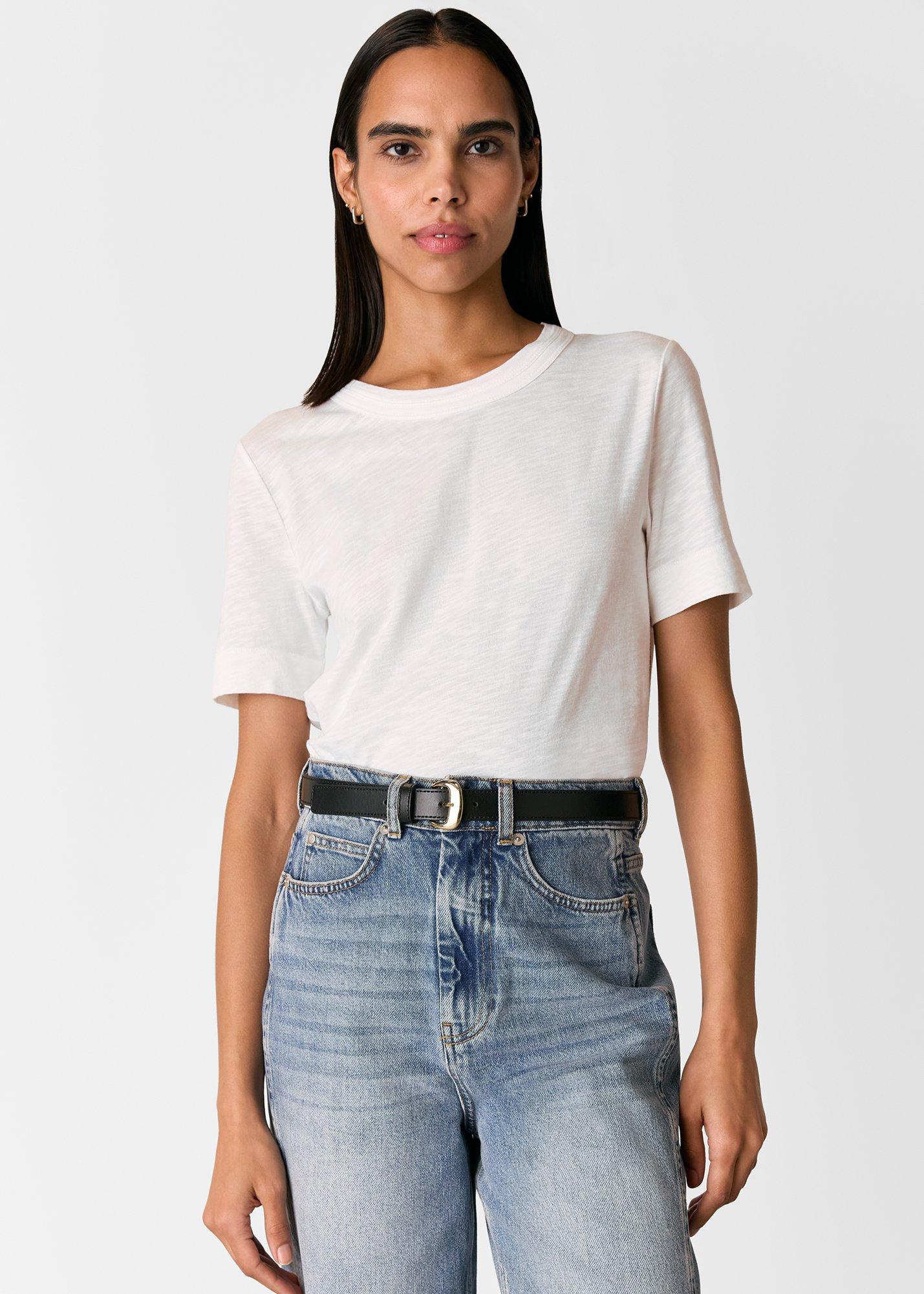 White Rosa Double Trim T-Shirt