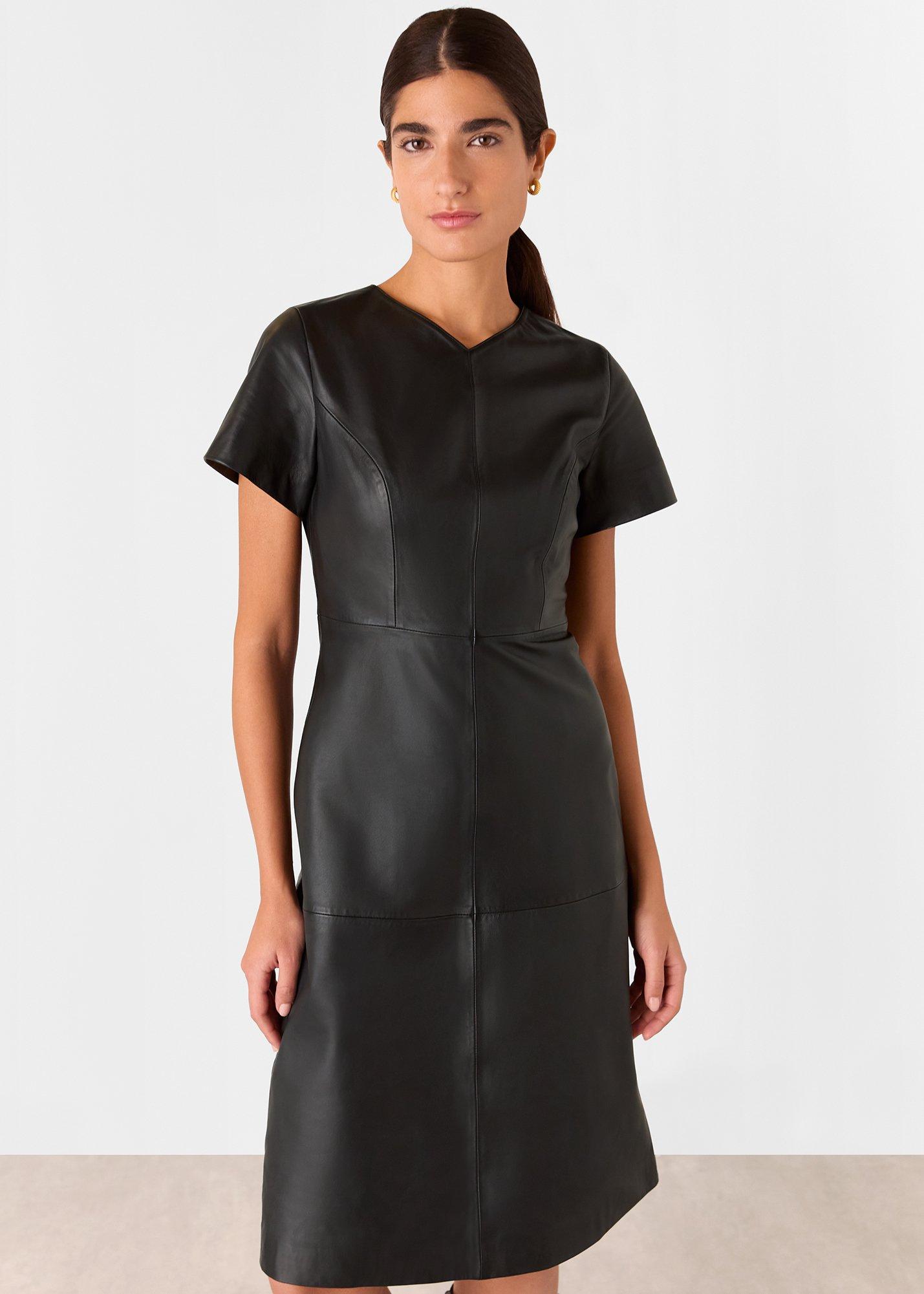 Rosamund A Line Leather Dress