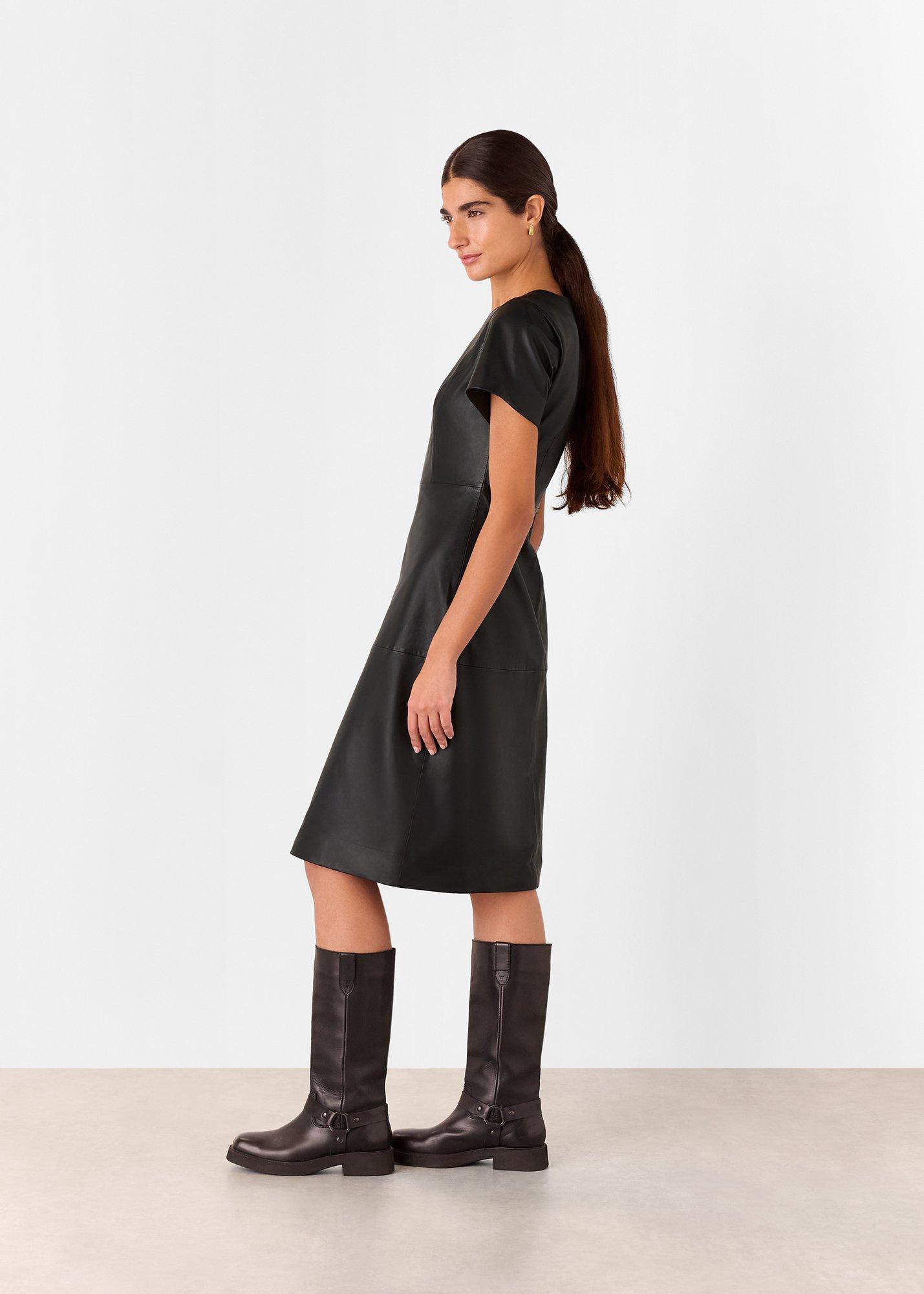 Rosamund A Line Leather Dress