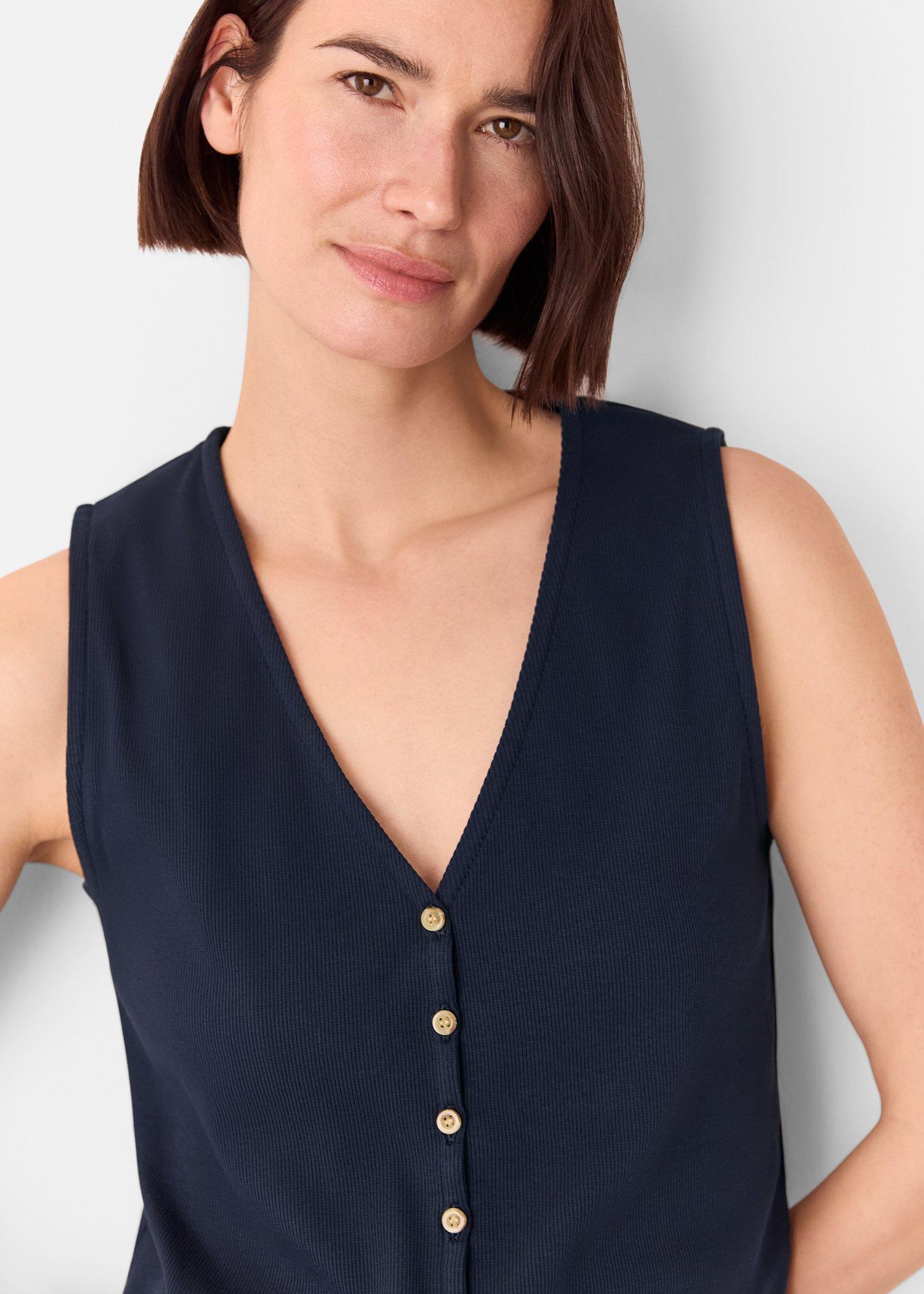 Navy Button Rib Tank