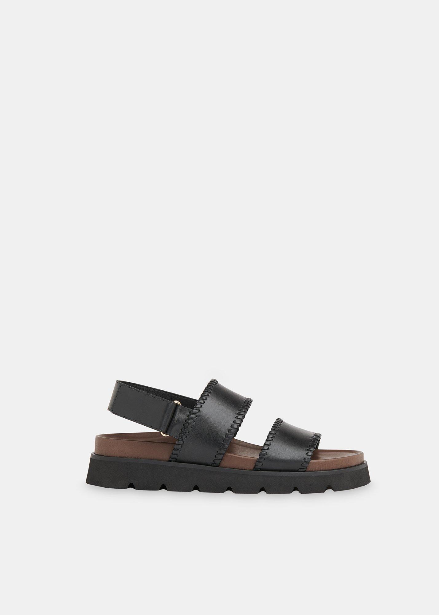 Black Ruben Whipstitch Velcro Sandal