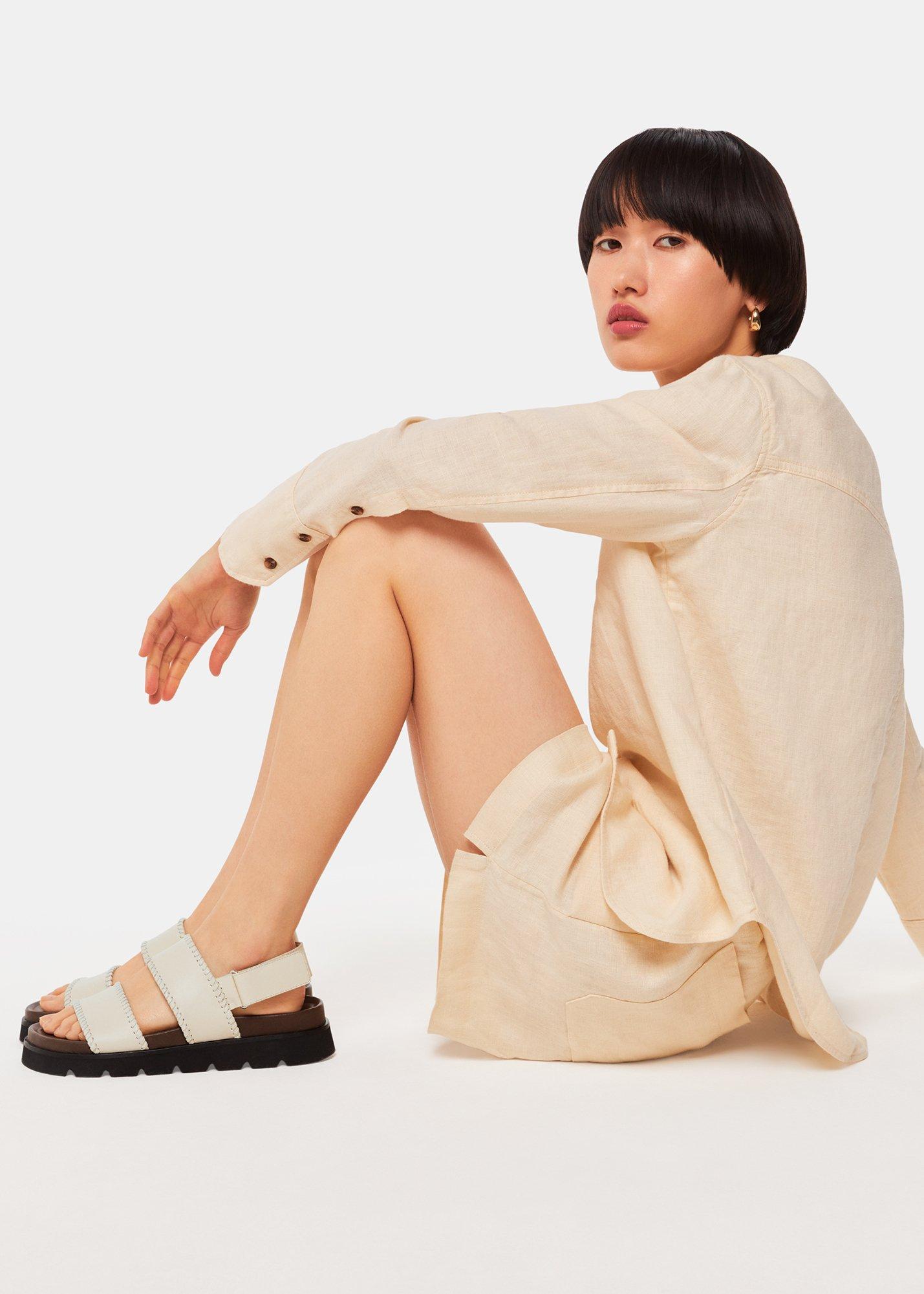 Ivory Ruben Whipstitch Velcro Sandal