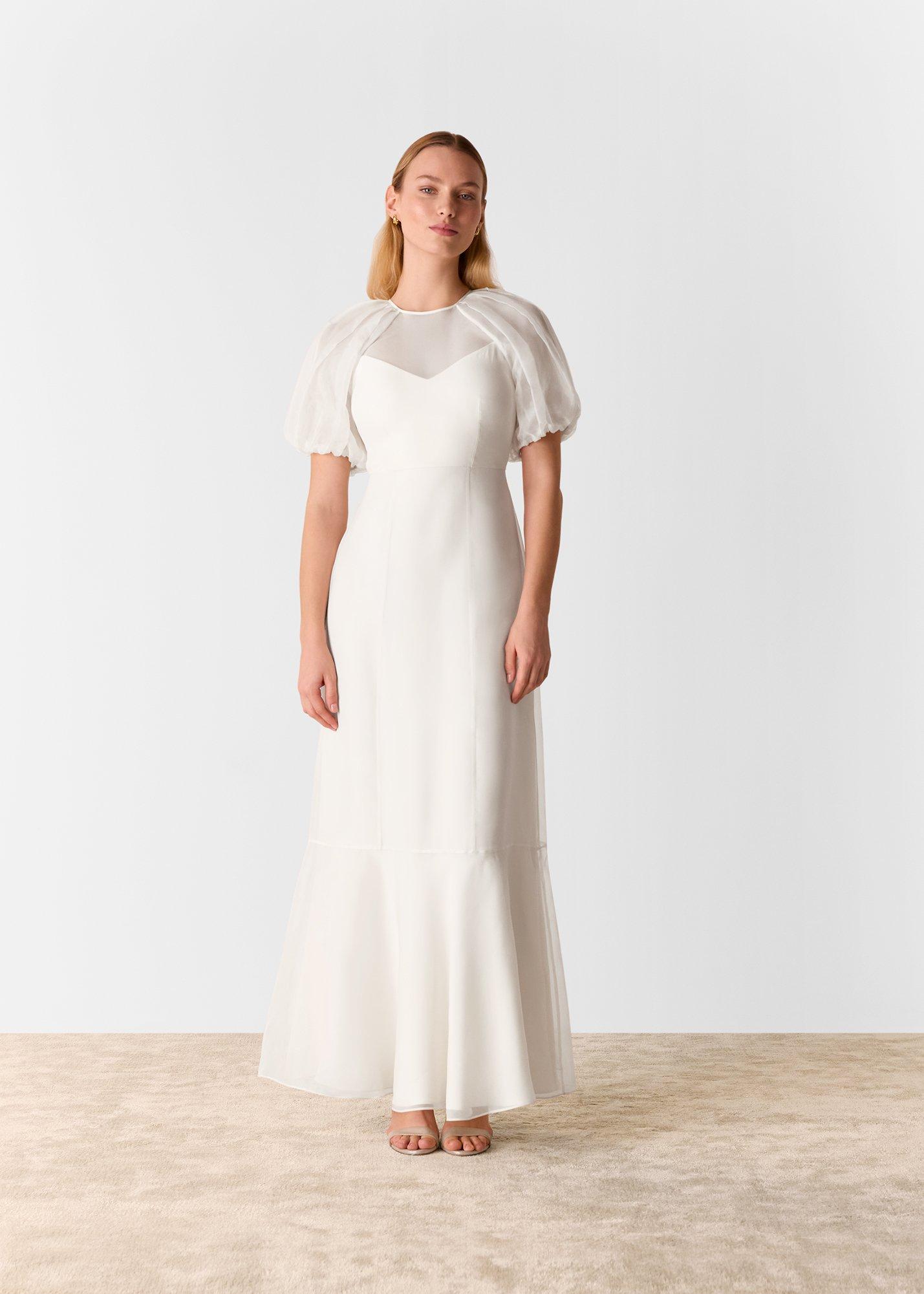 Ivory Sabrina Silk Wedding Dress