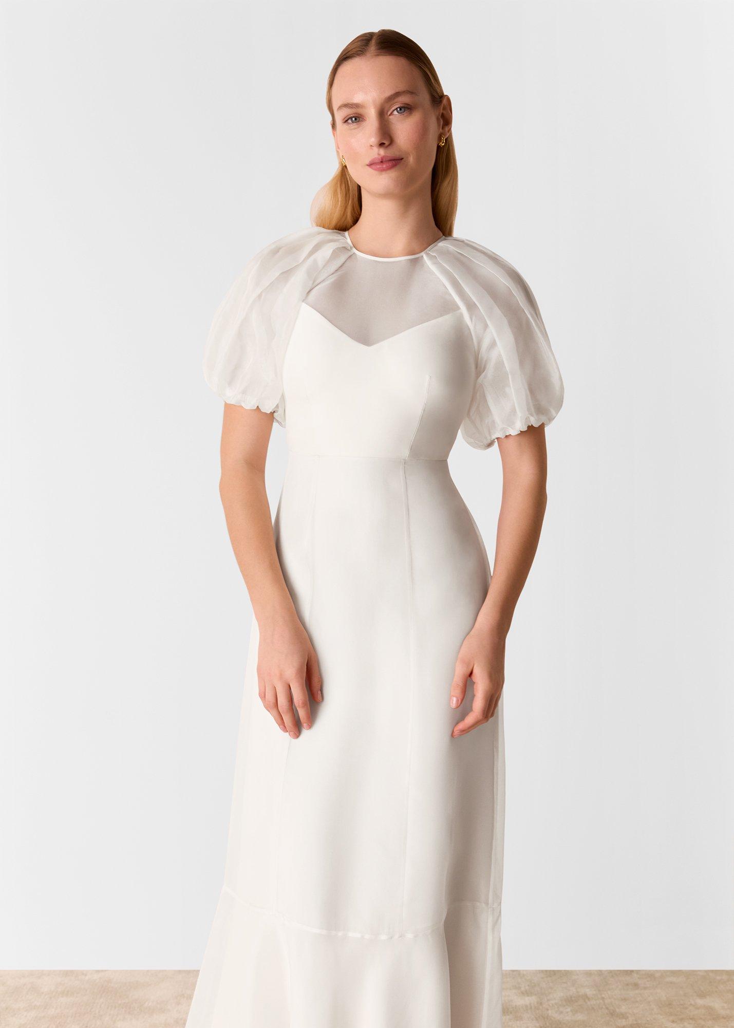 Ivory Sabrina Silk Wedding Dress