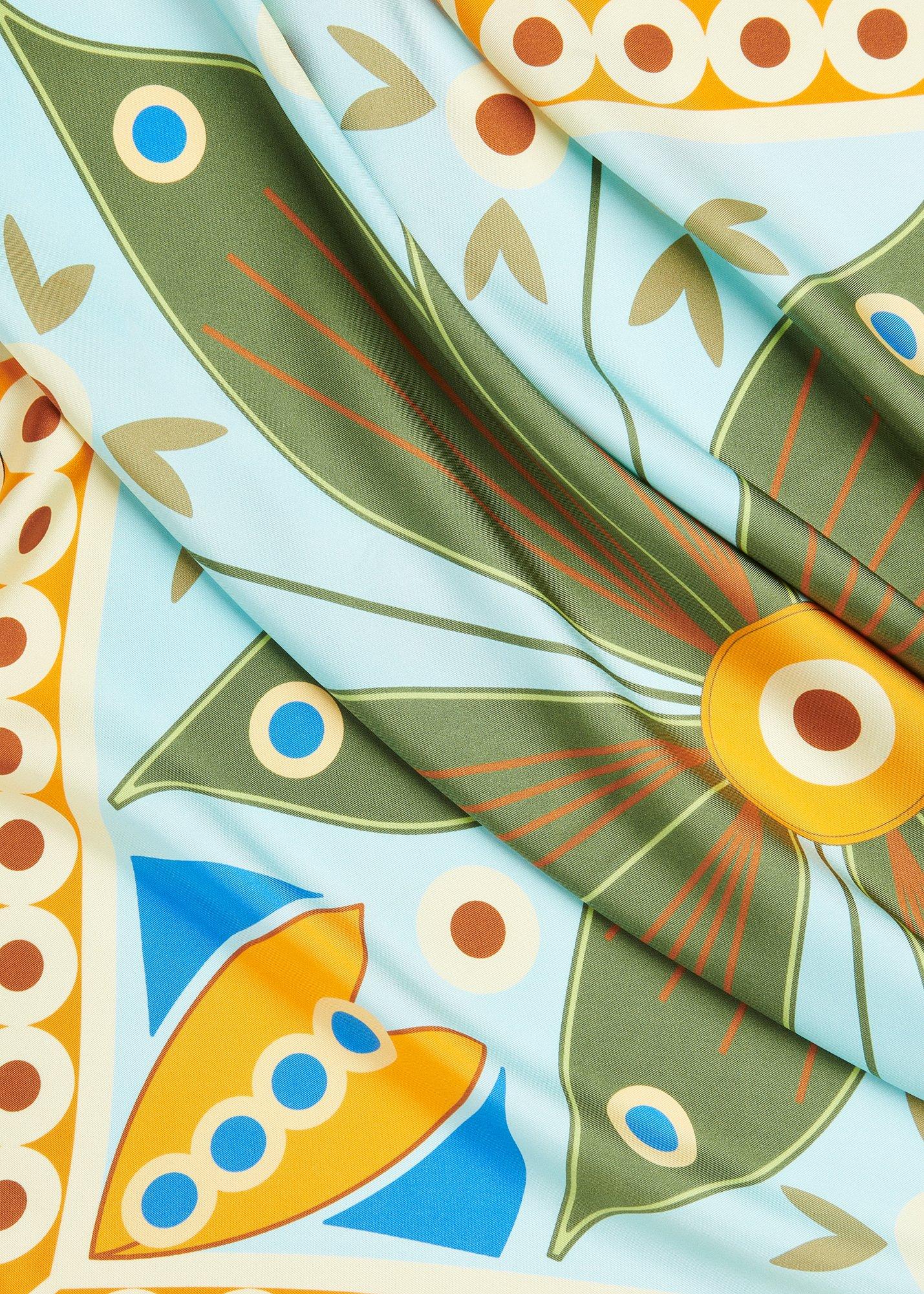 Multicolour Sahar Botanical Silk Scarf