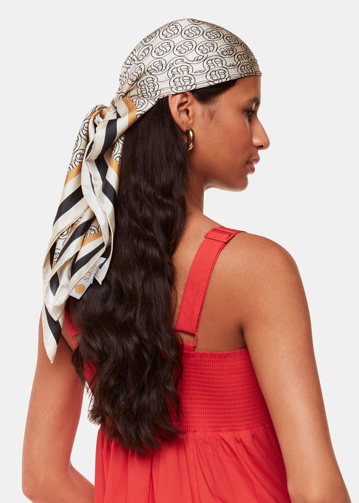 Ivory Sahar S Monogram Silk Scarf