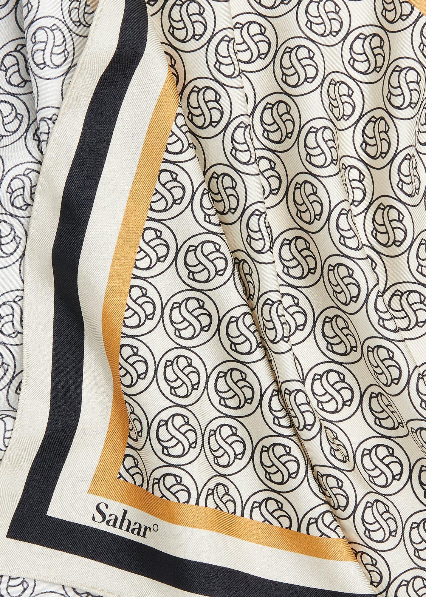 Ivory Sahar S Monogram Silk Scarf