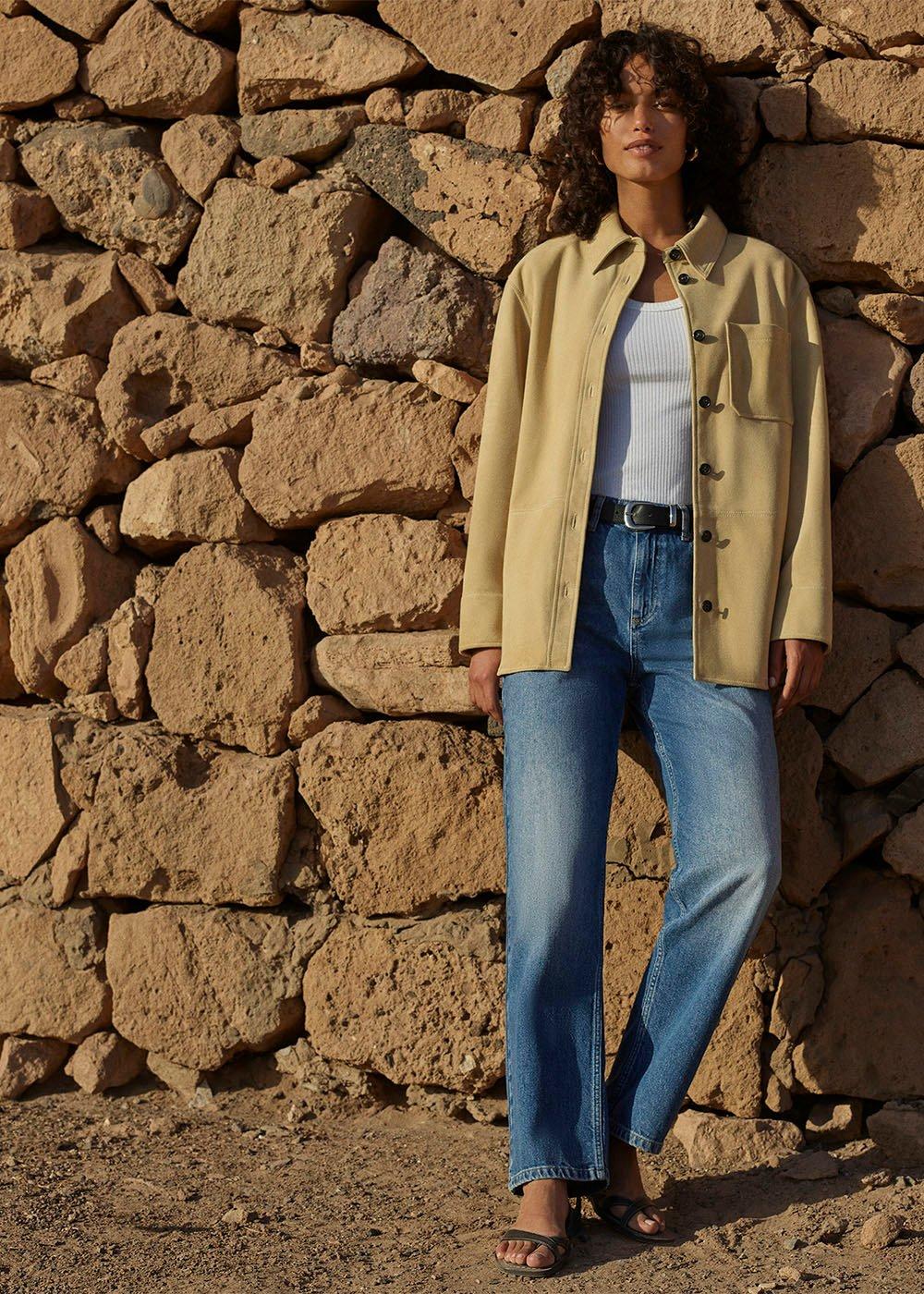 Neutral Sam Suede Leather Overshirt