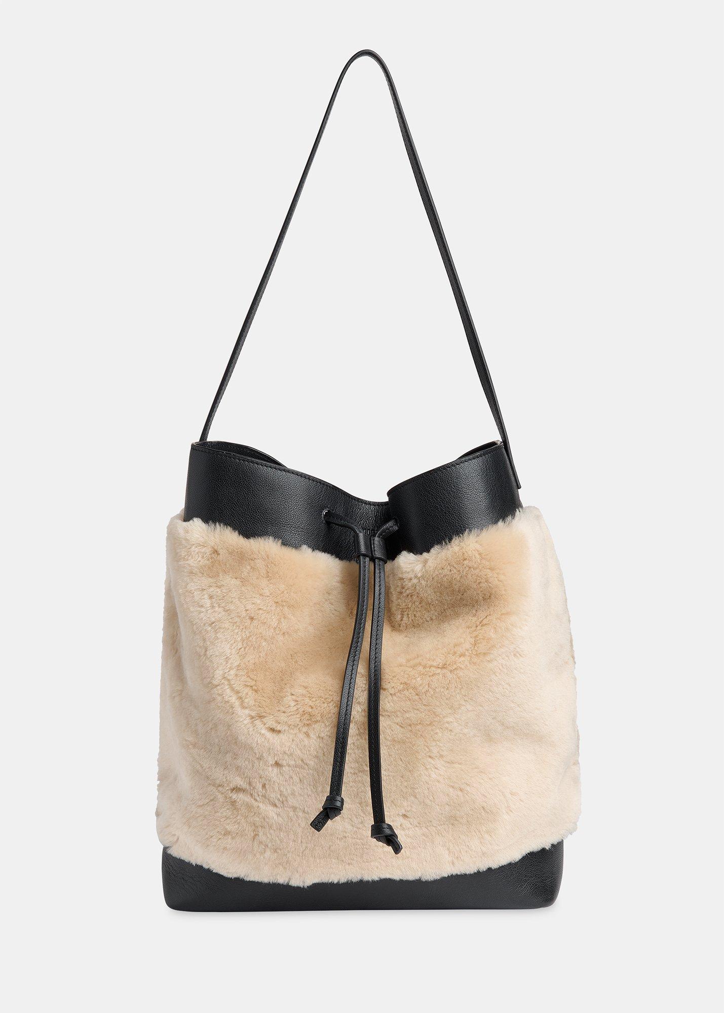 Cream Sasha Shearling Tote Bag