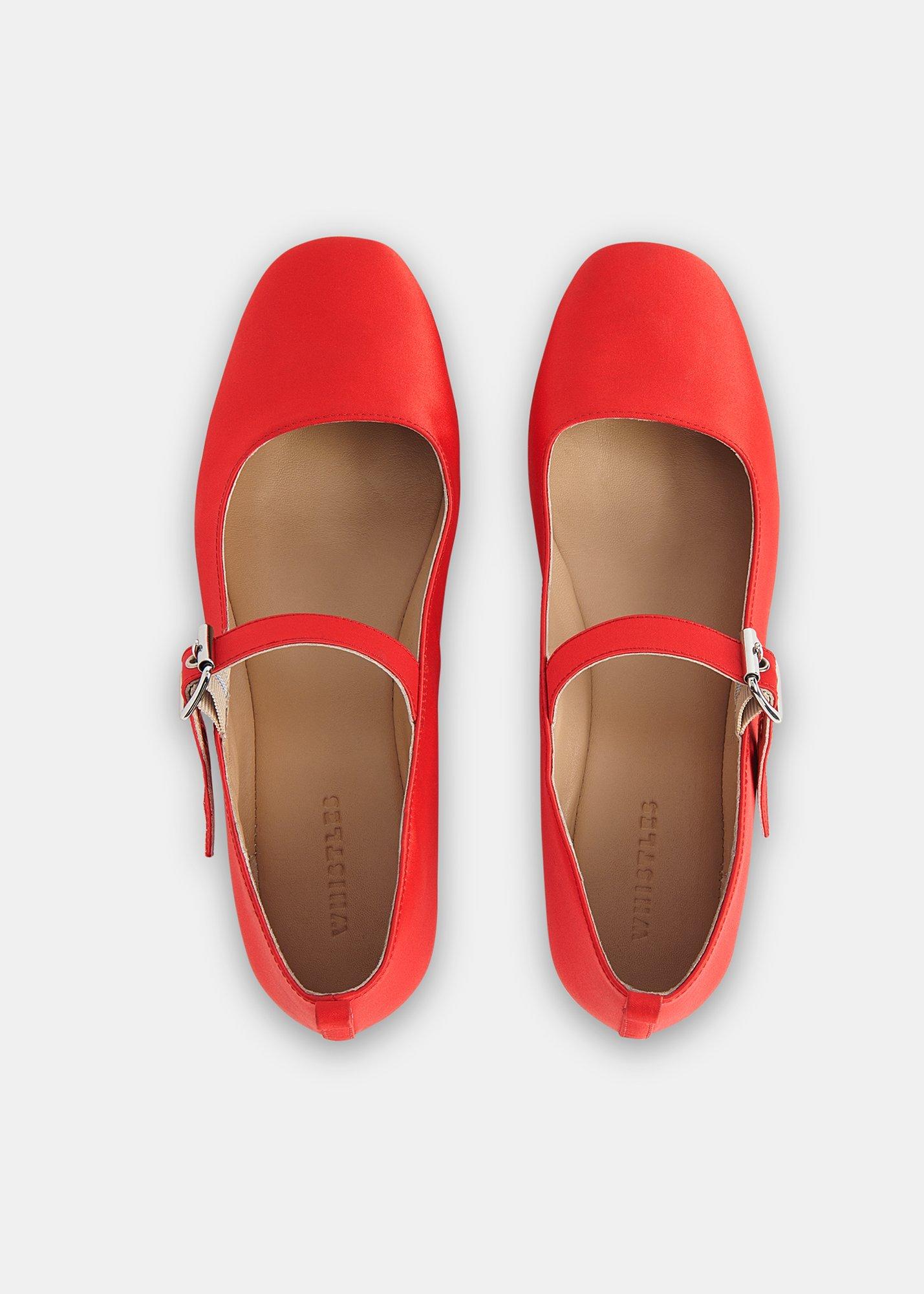 Red Elba Satin Ballet Pump