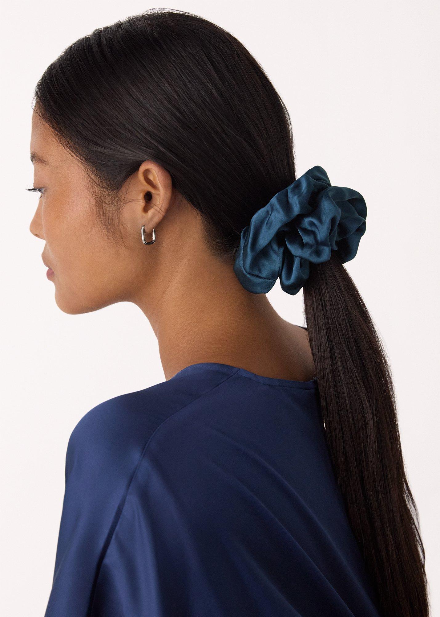 Blue Satin Scrunchie
