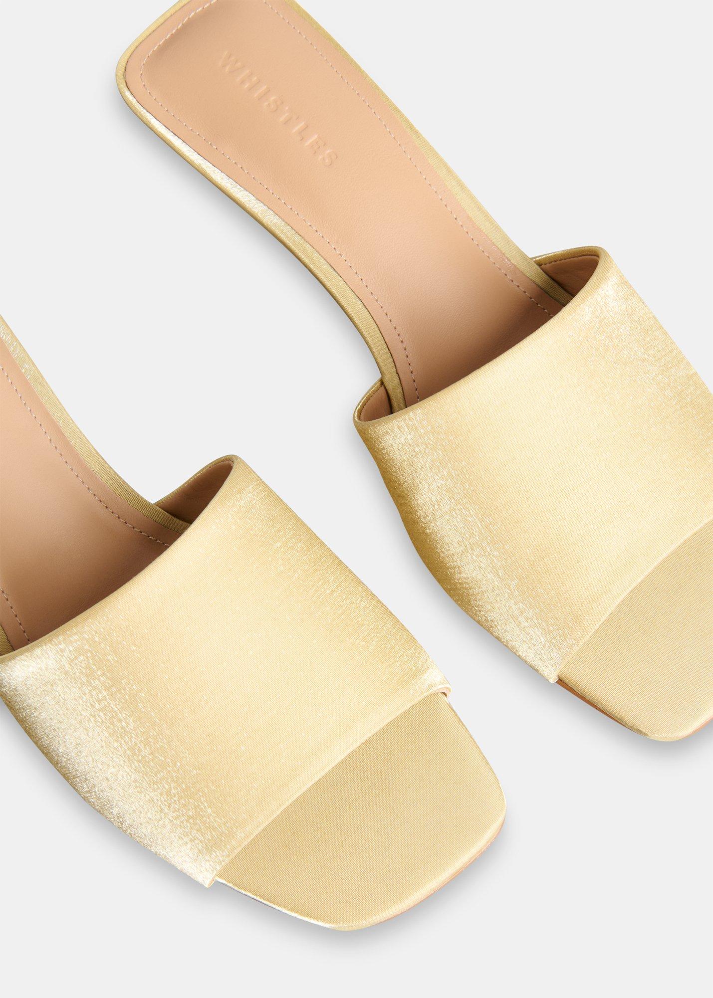 Satin Slip On Heeled Mule