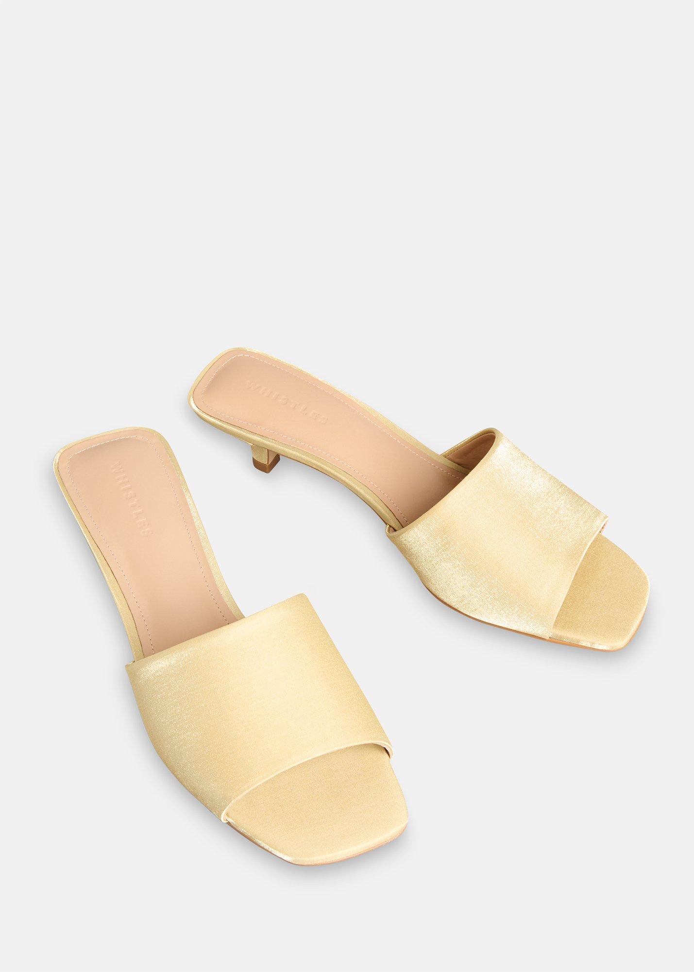 Satin Slip On Heeled Mule