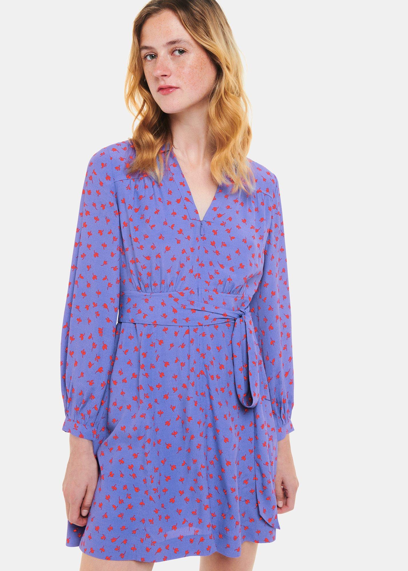 Purple Petite Scattered Petals Print Dress