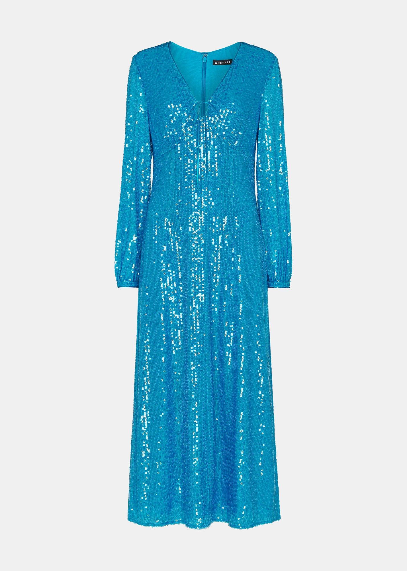 Petite Sequin Keyhole Midi Dress