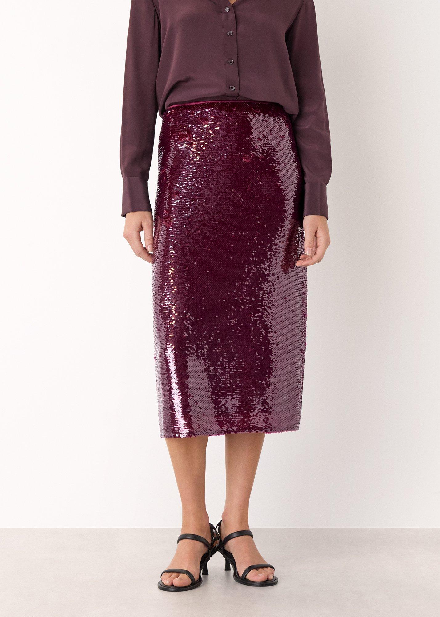 Merlot Sequin Midi Skirt