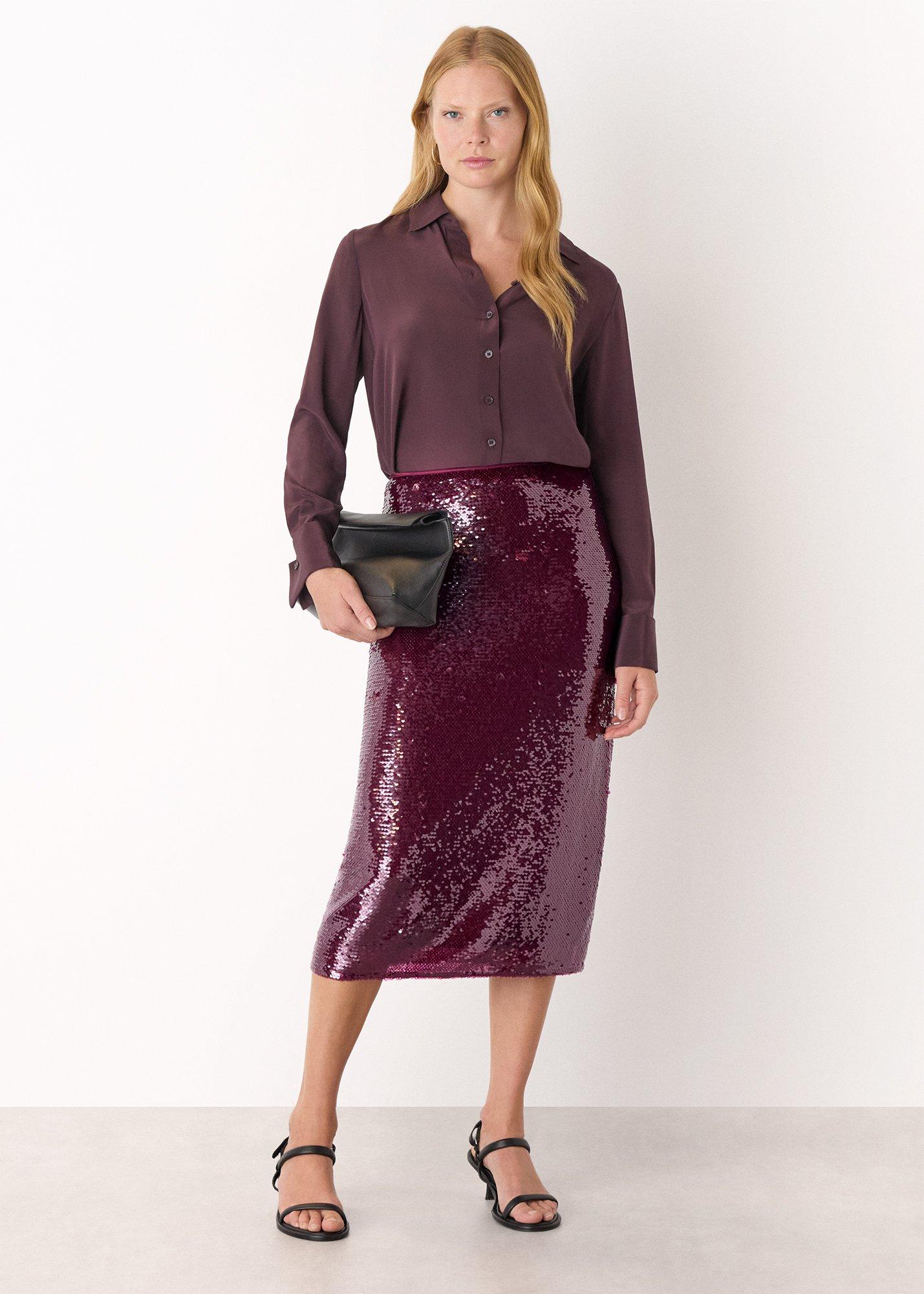 Merlot Sequin Midi Skirt