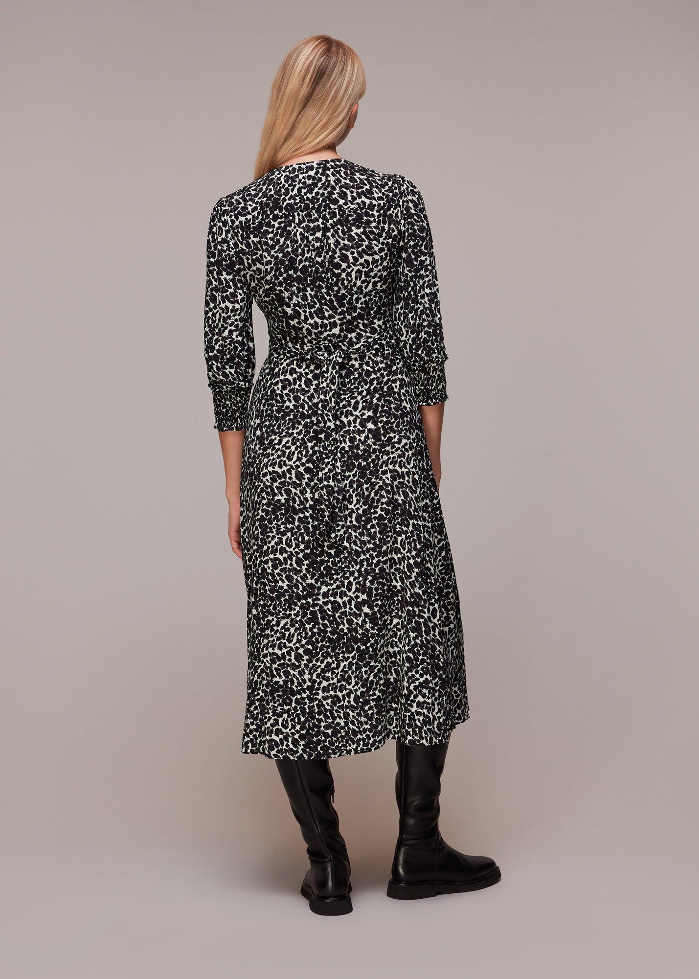 Shadow Leopard Shirred Dress