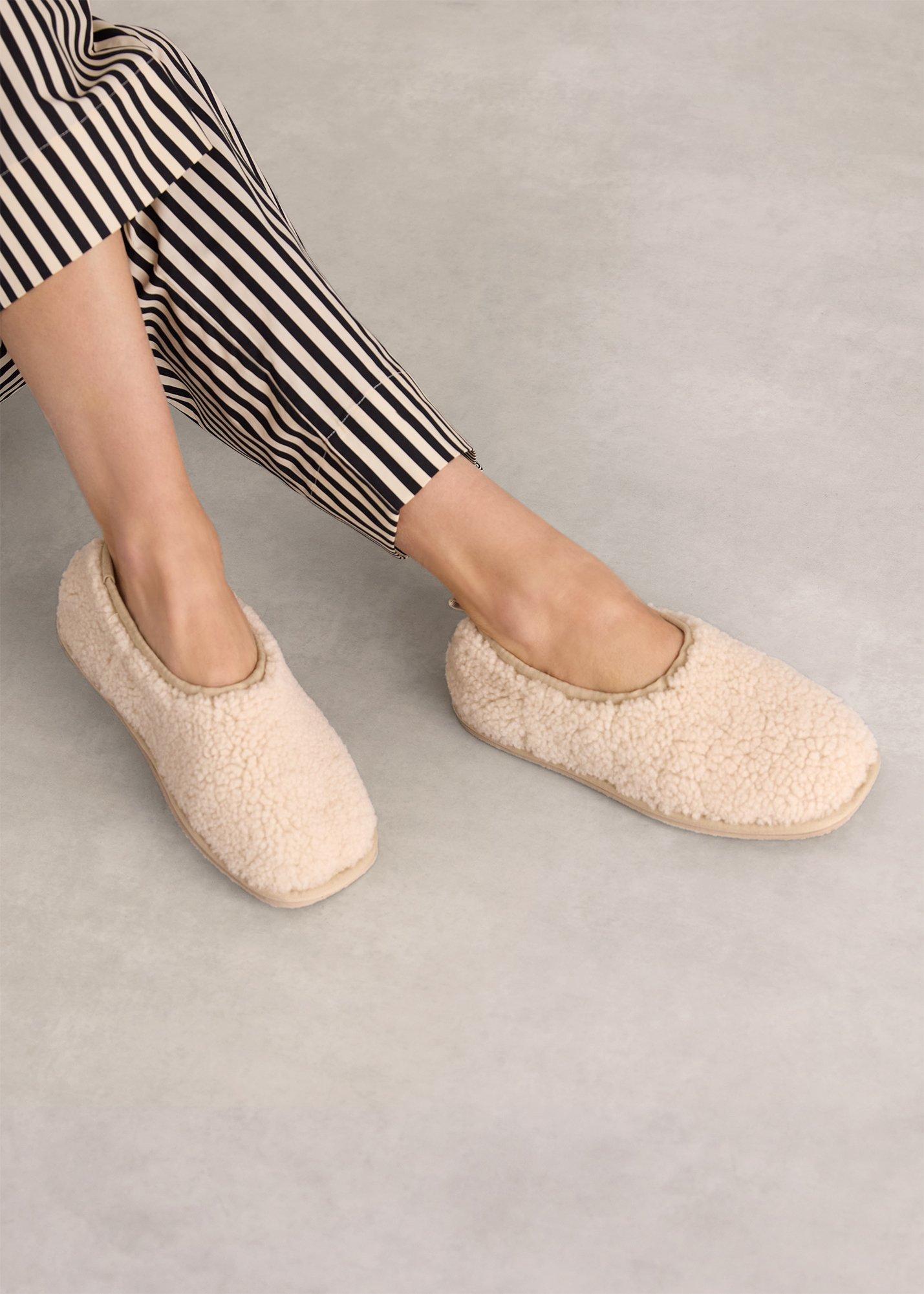 Neutral Shearling Ballet Slipper