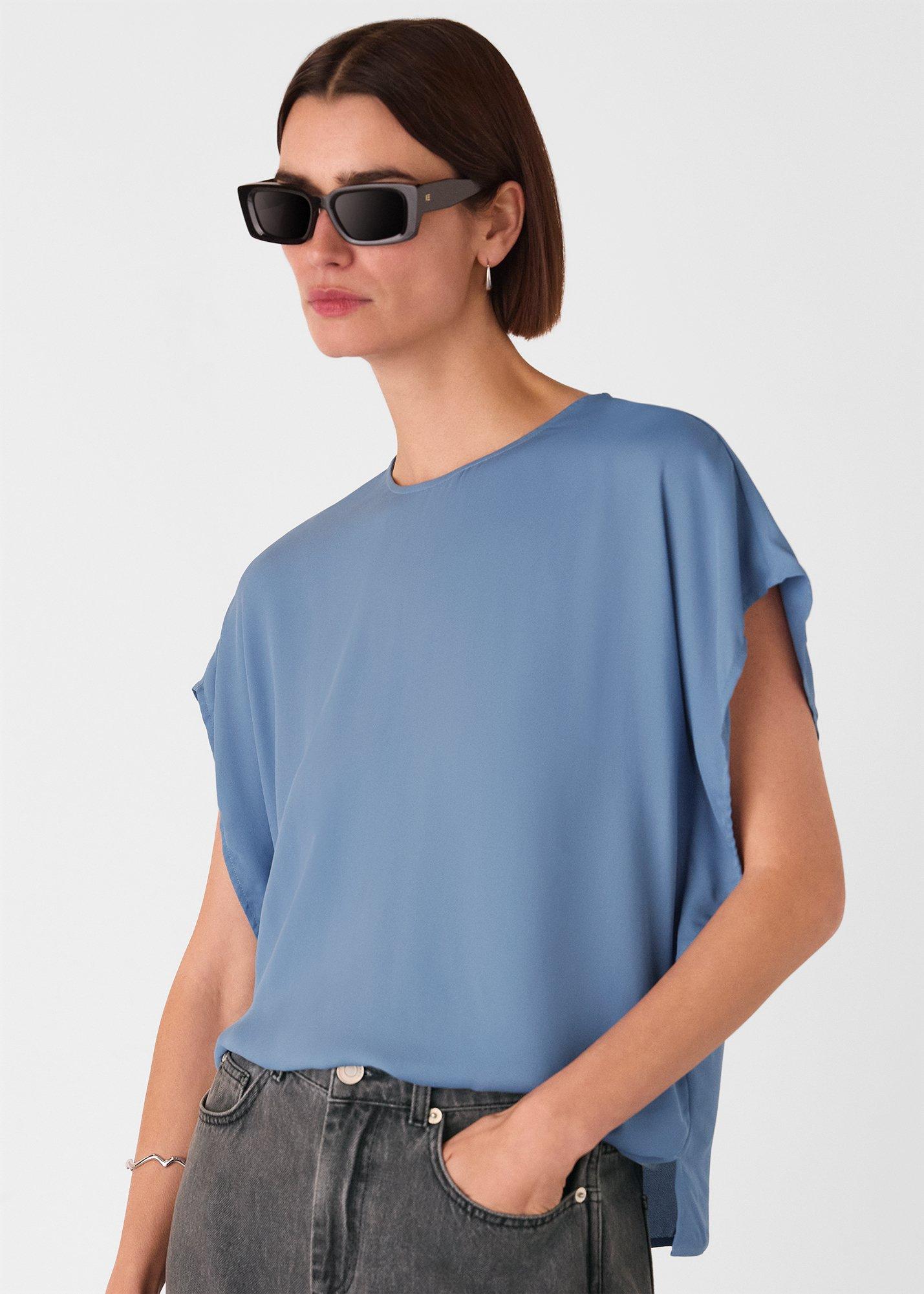 Short Sleeve Crepe Shell Top