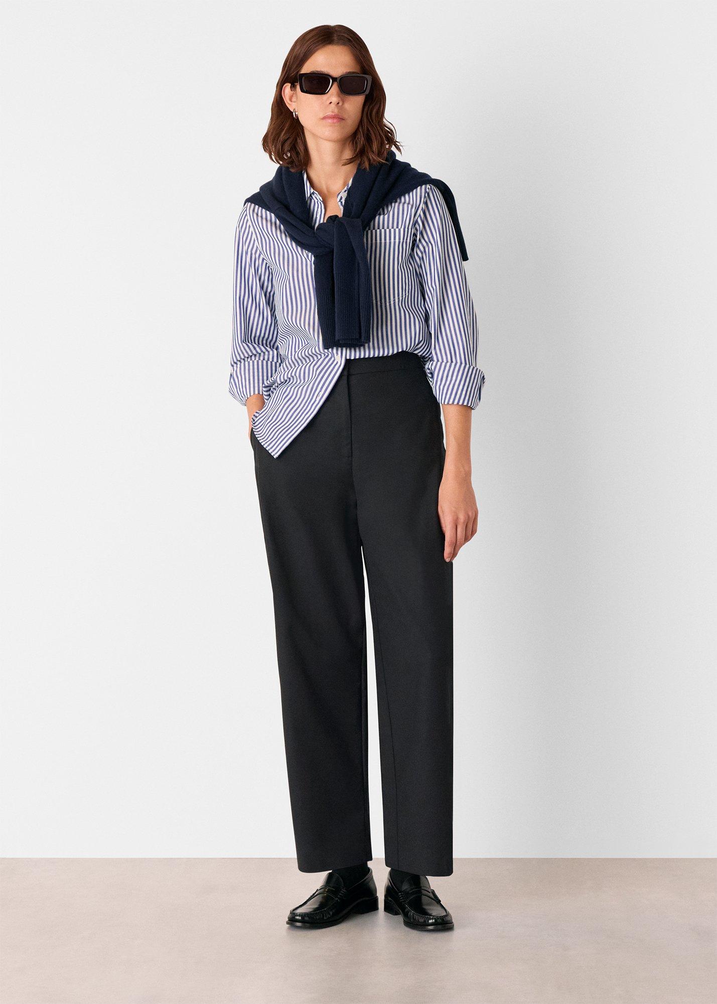 Black Side Pleat Tapered Trouser