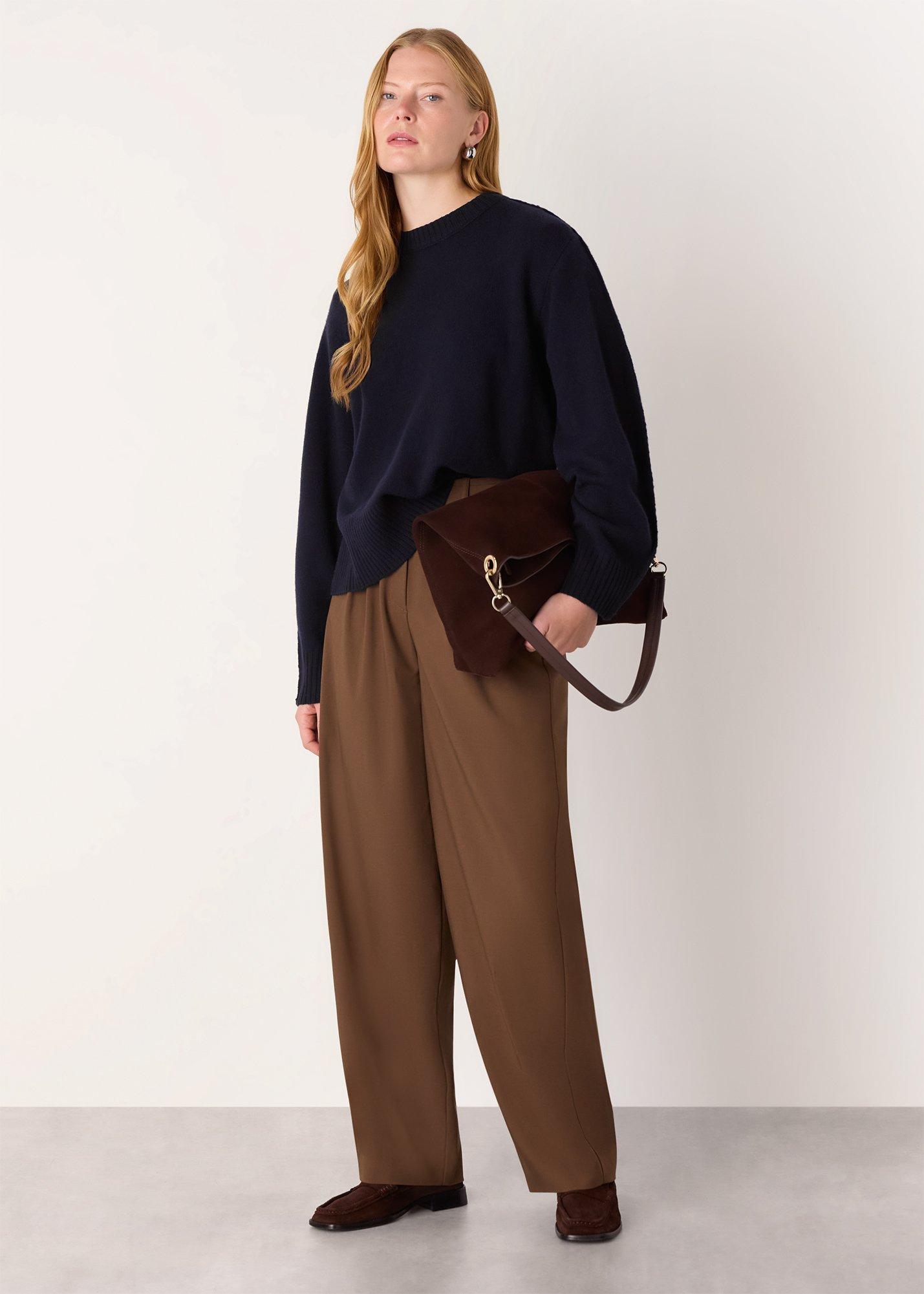 Navy Side Stripe Detail Wool Knit