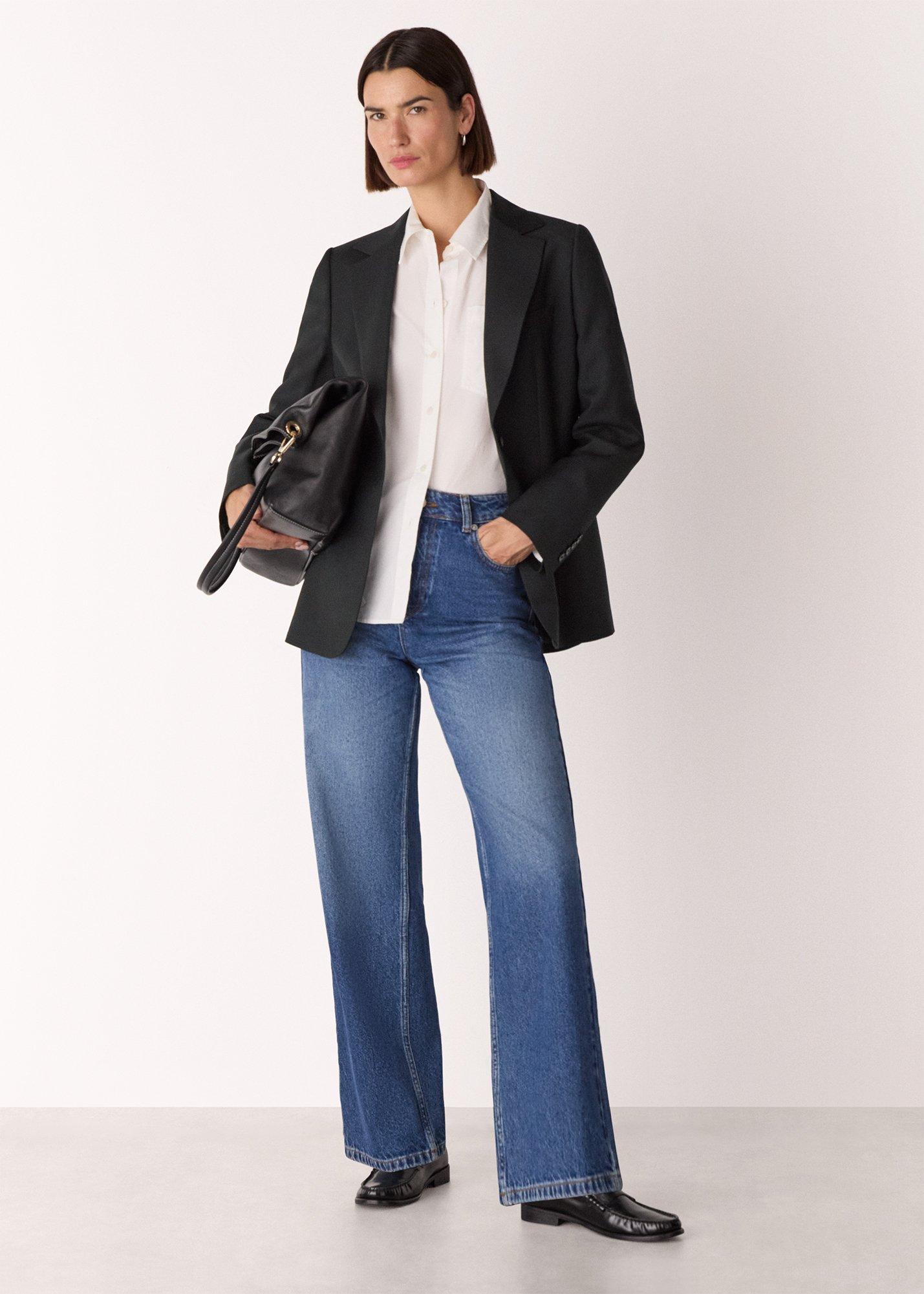 Black Single Breasted Wool Blazer