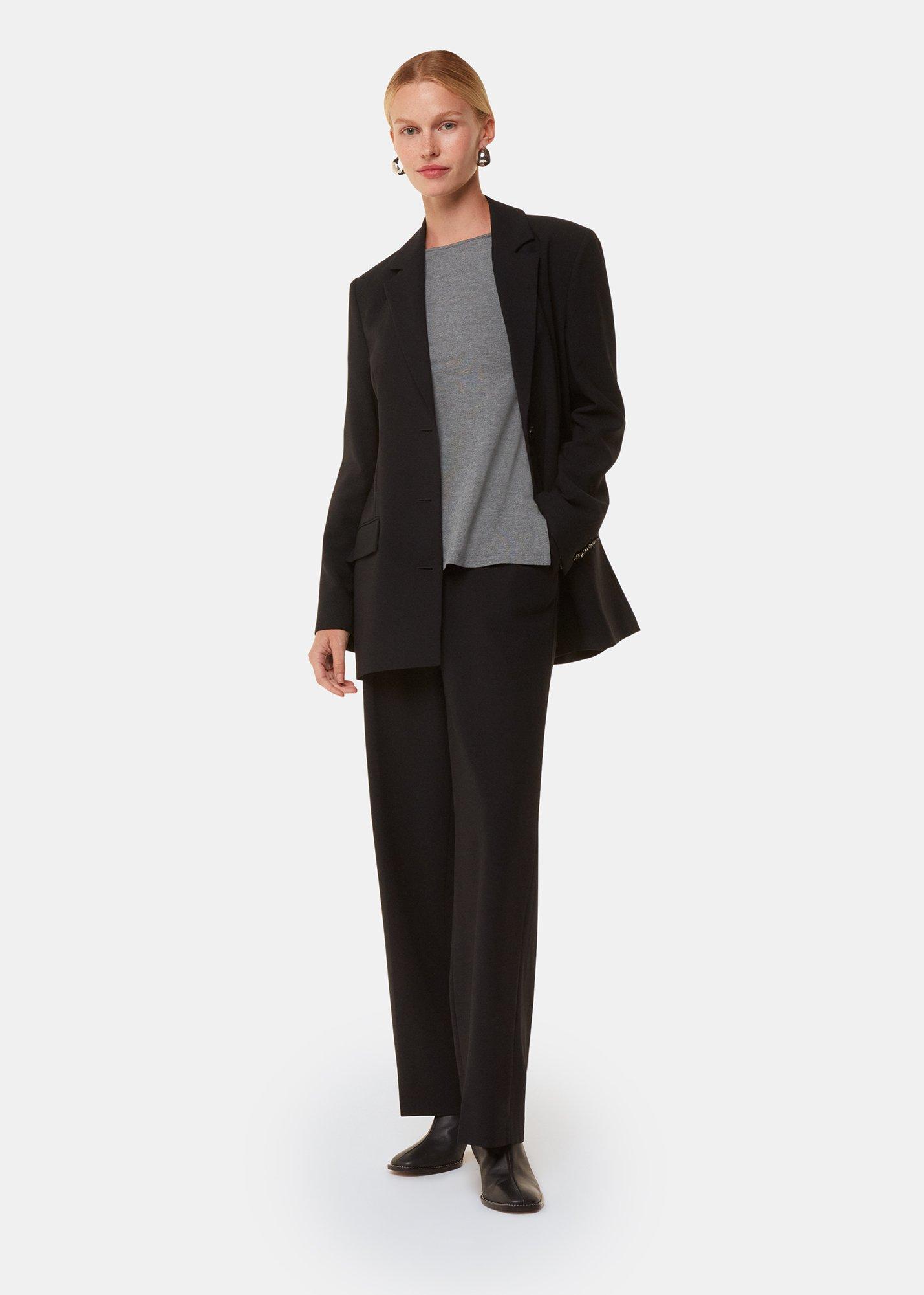 Slim Straight Neck Jersey Top