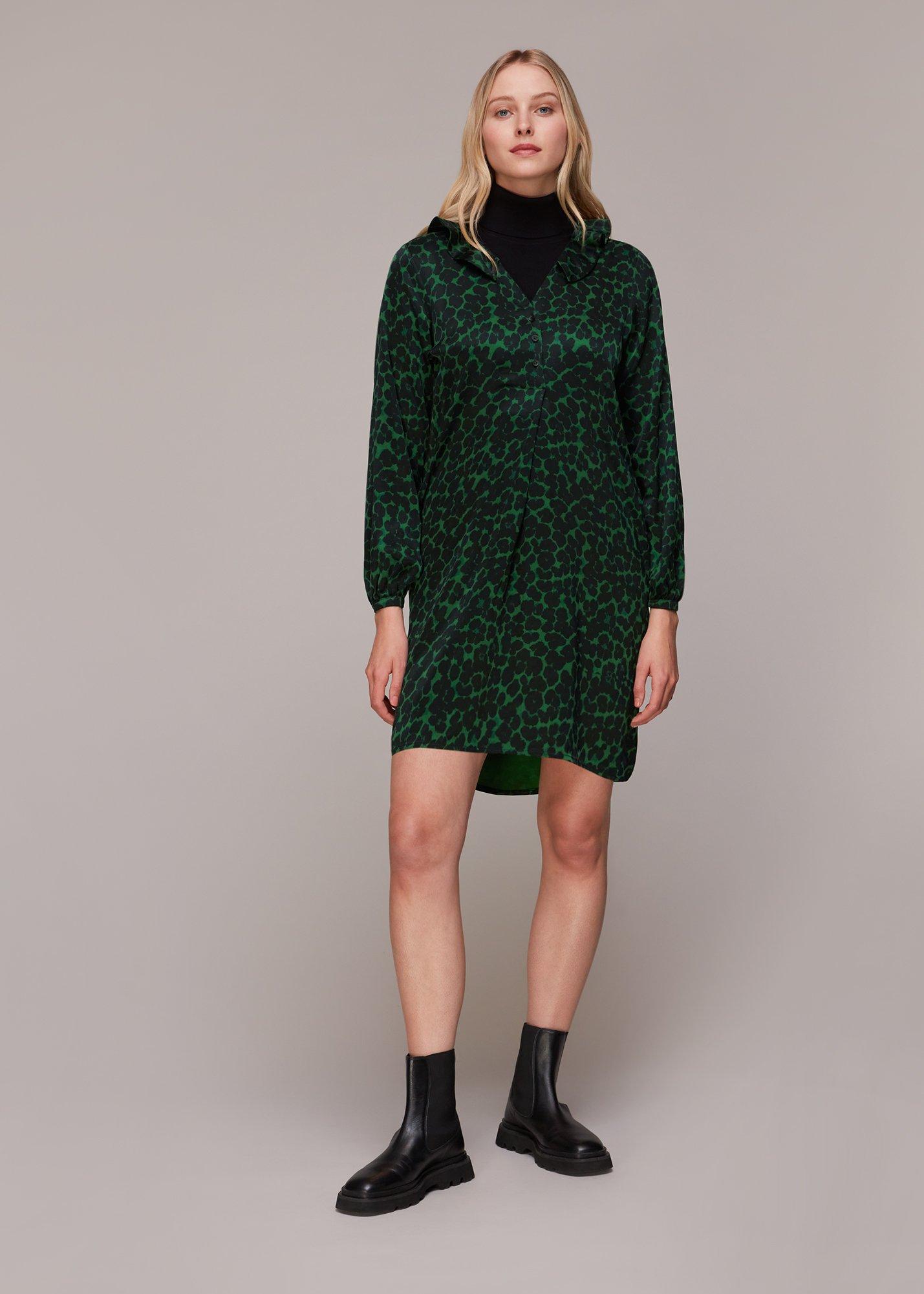 Green Smudge Animal Frill Dress