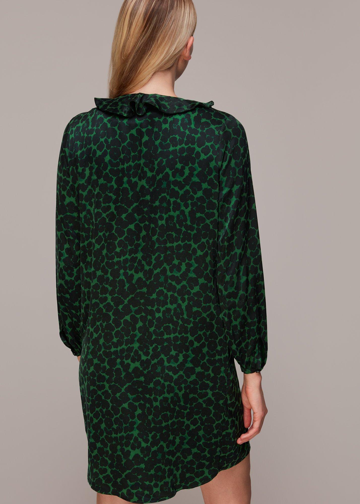 Green Smudge Animal Frill Dress
