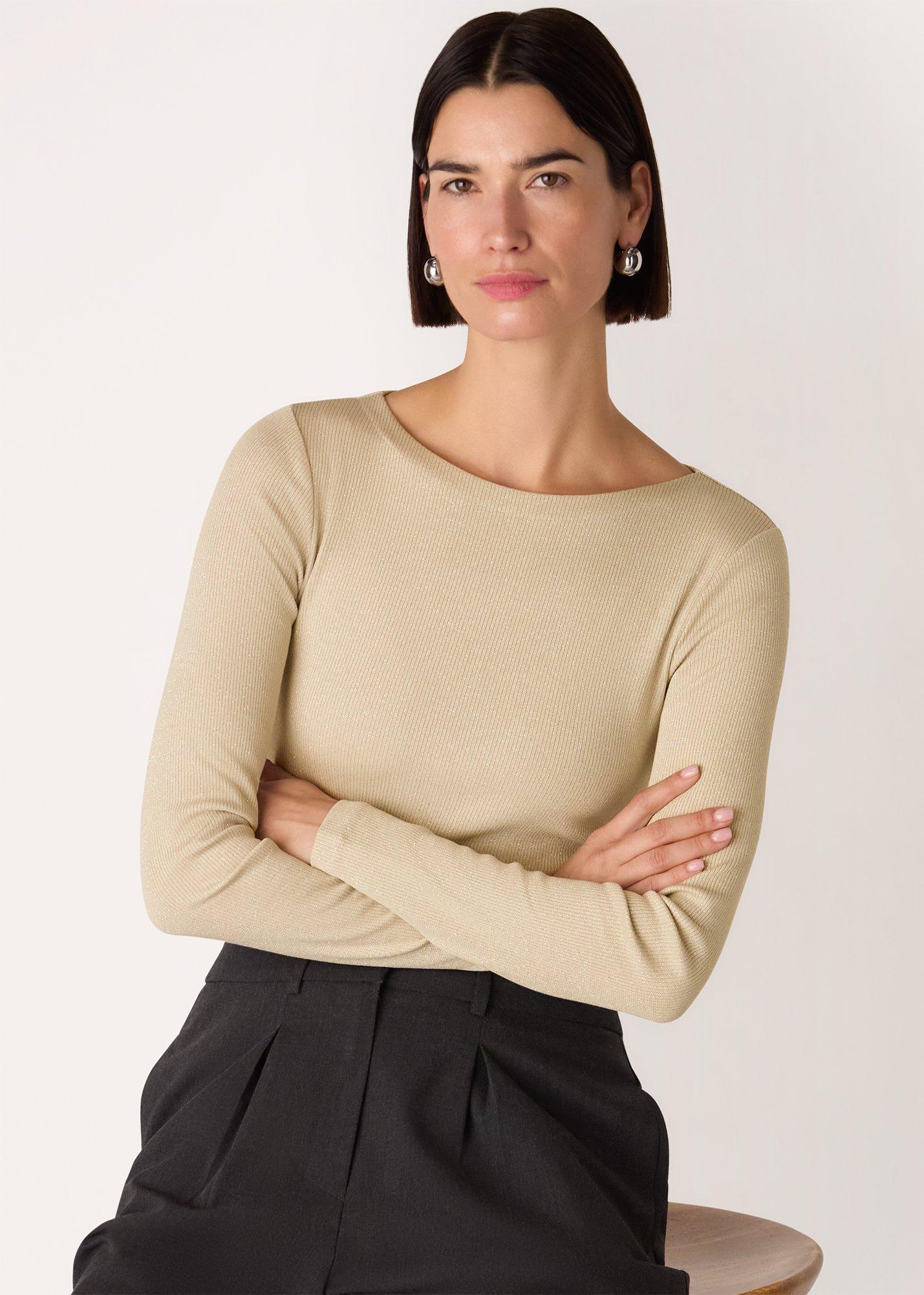 Silver Sparkle Rib Jersey Top