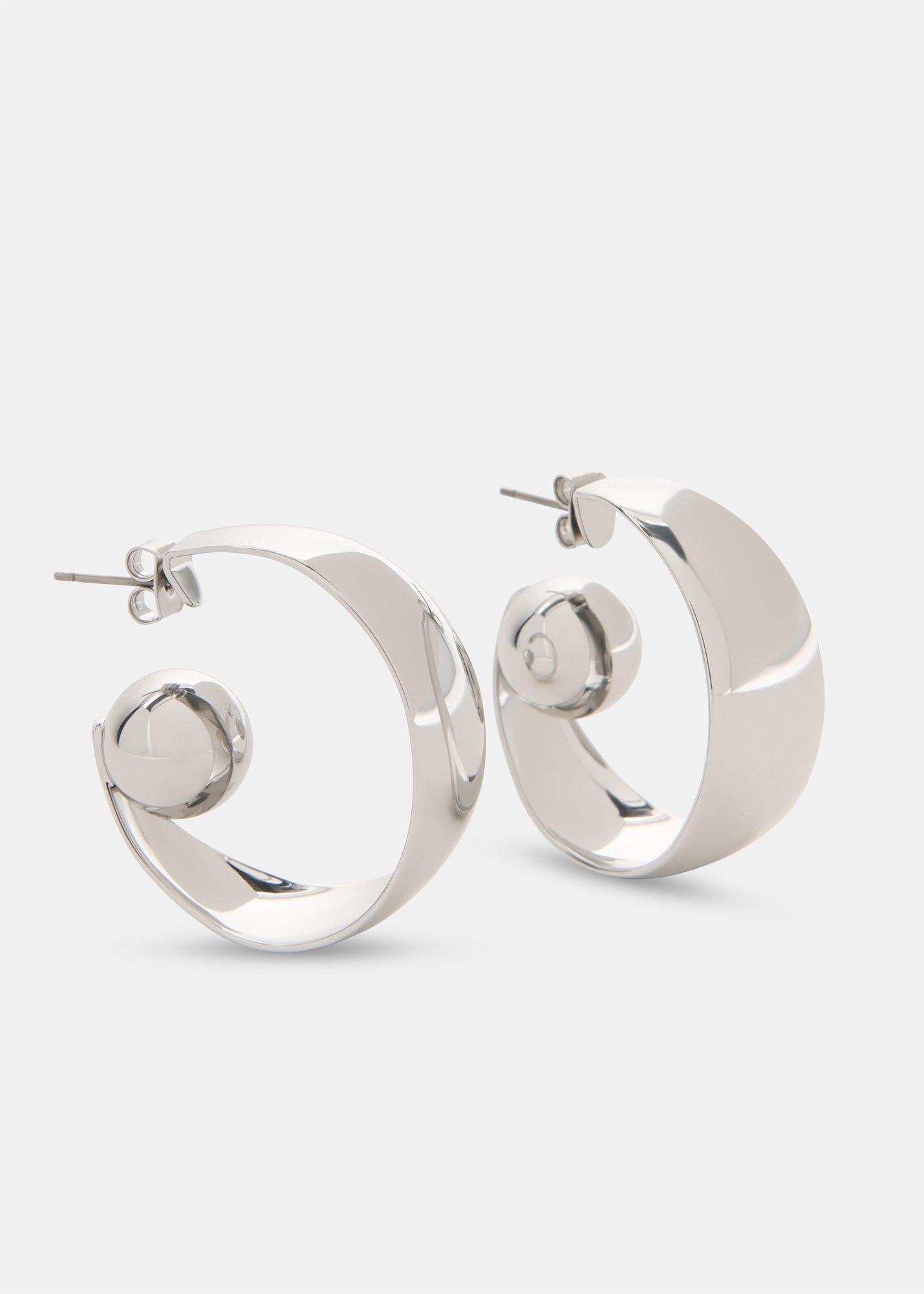 Silver Sphere Detail Large Hoop