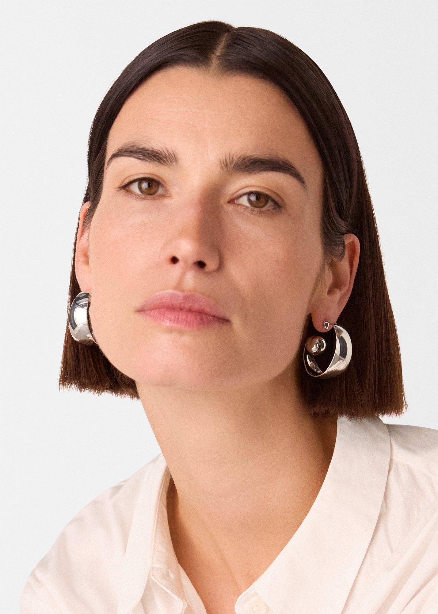 Silver Sphere Detail Large Hoop