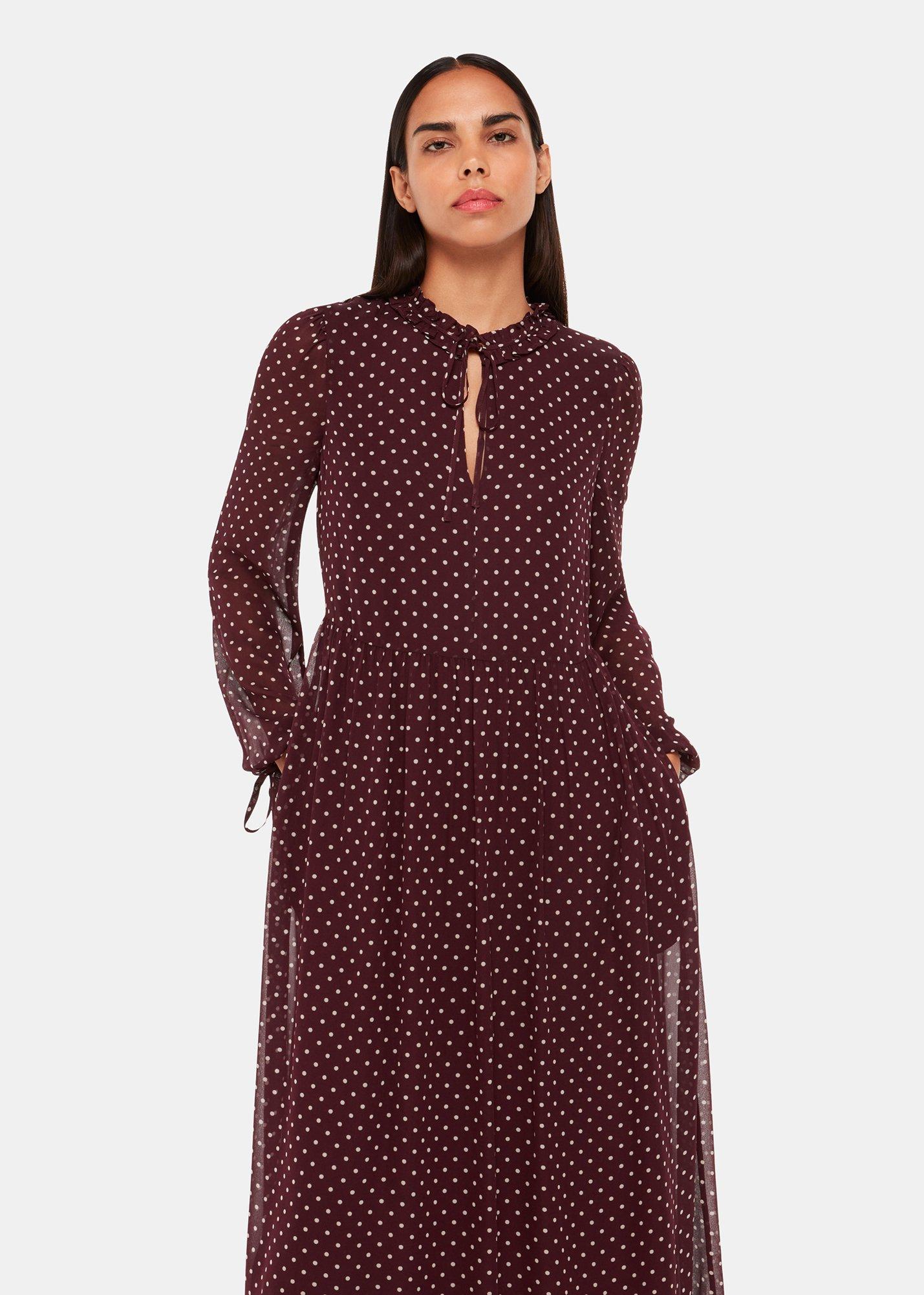 Spot Print Trapeze Midi Dress
