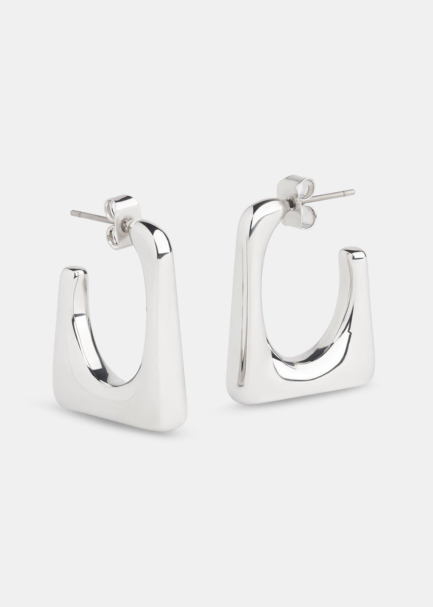 Silver Square Hoop Earring