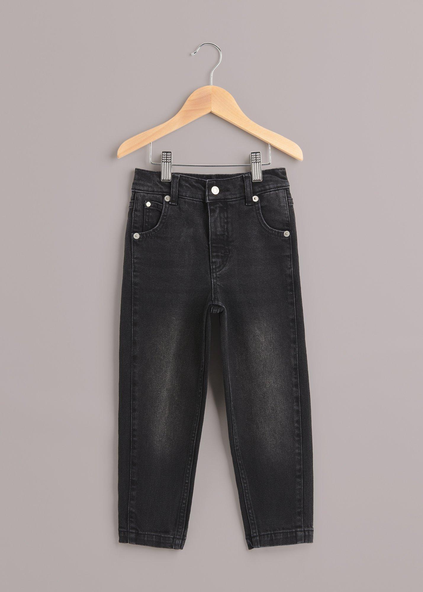 Black Stretch Barrel Leg Jean